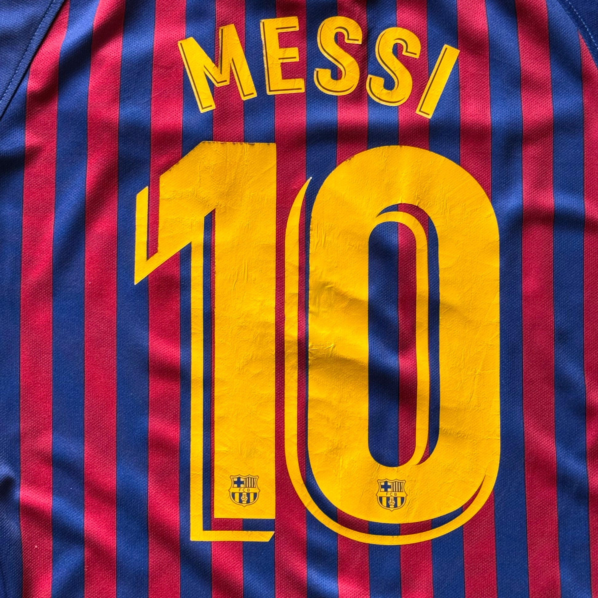 Nike FC Barcelona Messi 10 | Fodboldtrøje | Blå/Rød | Small - Re:Junk Vintage