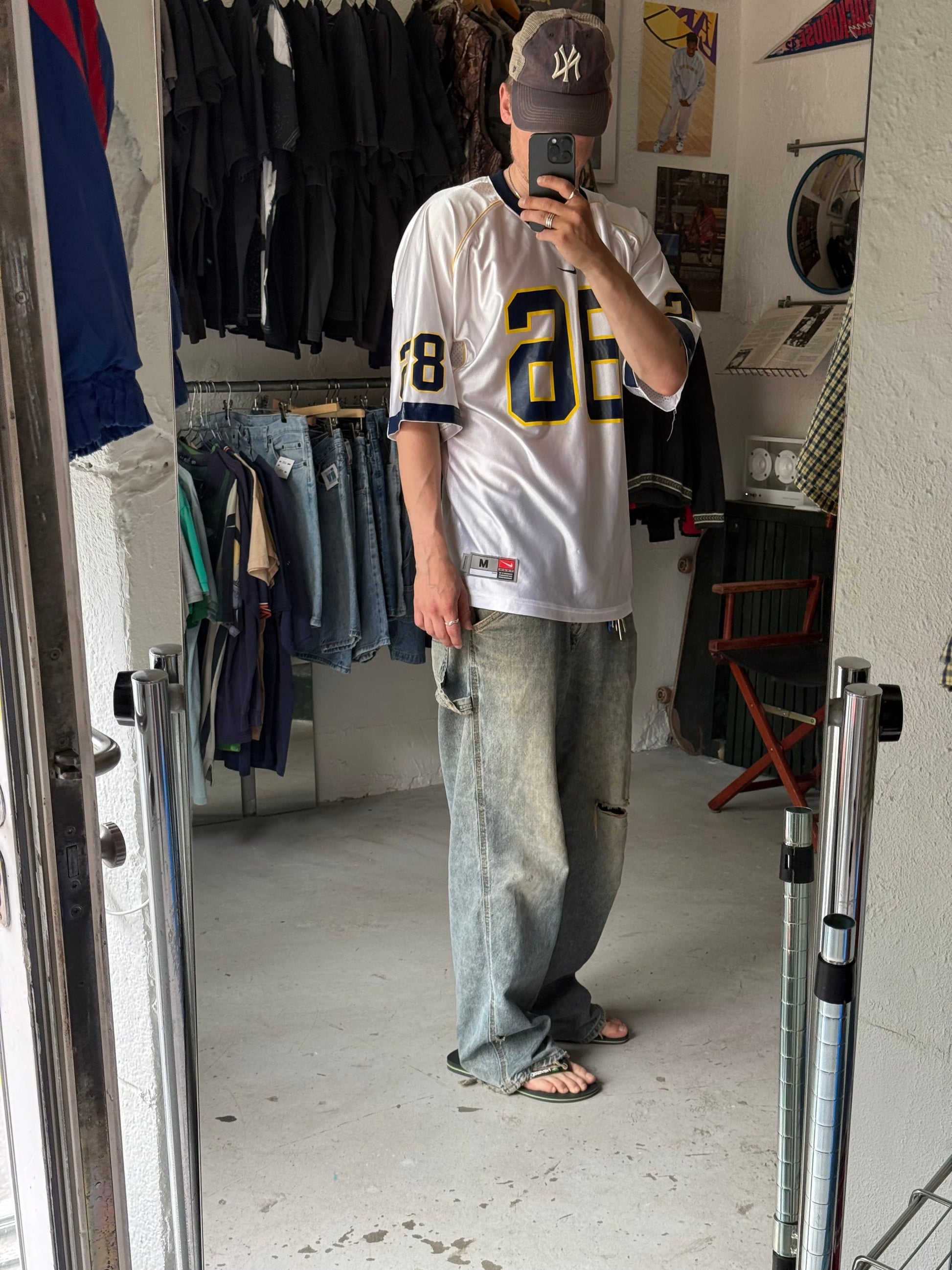 Nike Team | football jersey nr. 86 | hvid/navy/gul | M - Re:Junk Vintage