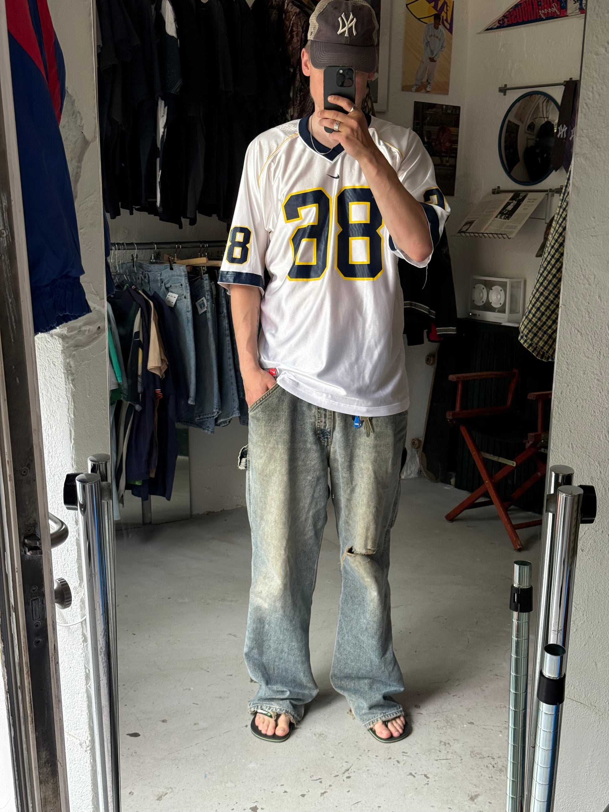 Nike Team | football jersey nr. 86 | hvid/navy/gul | M - Re:Junk Vintage