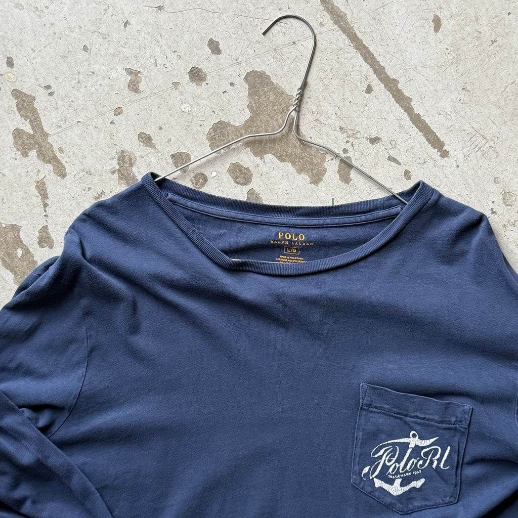 Polo Ralph Lauren long sleeve – Herre L – Navy RL67 - Re:Junk Vintage