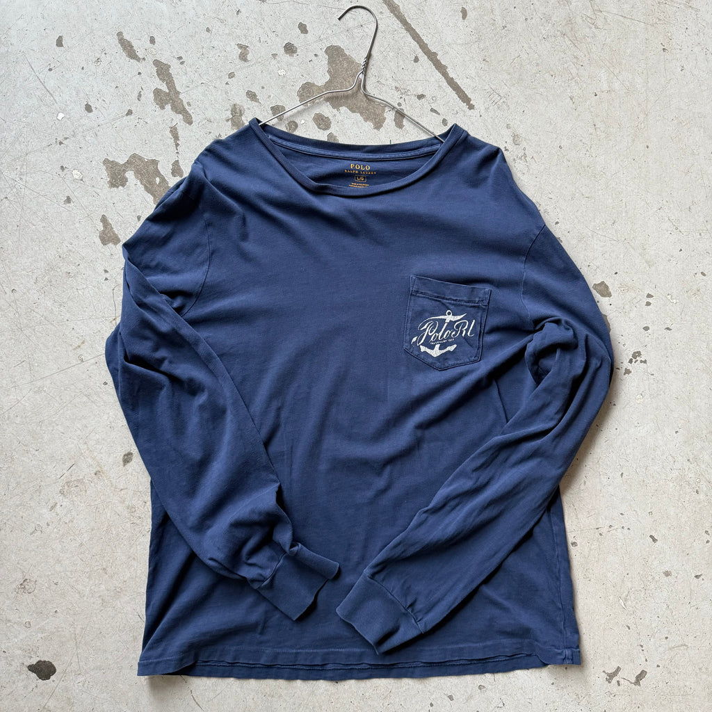Polo Ralph Lauren long sleeve – Herre L – Navy RL67 - Re:Junk Vintage