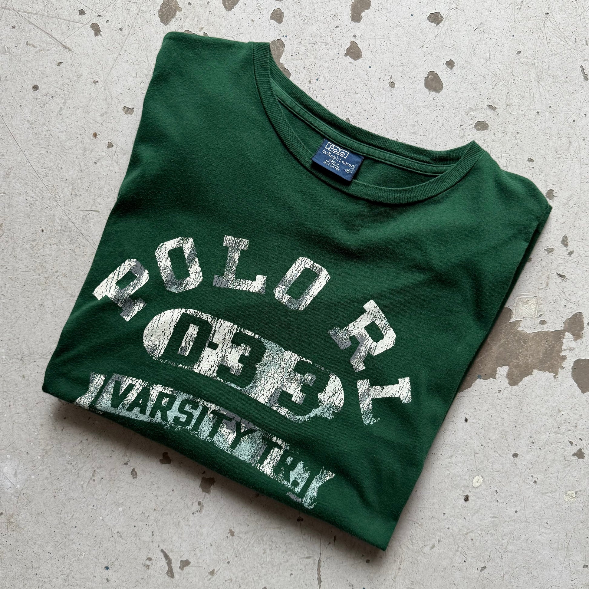Polo Ralph Lauren T-shirt Vintage Grøn Varsity RL - Medium - Re:Junk Vintage