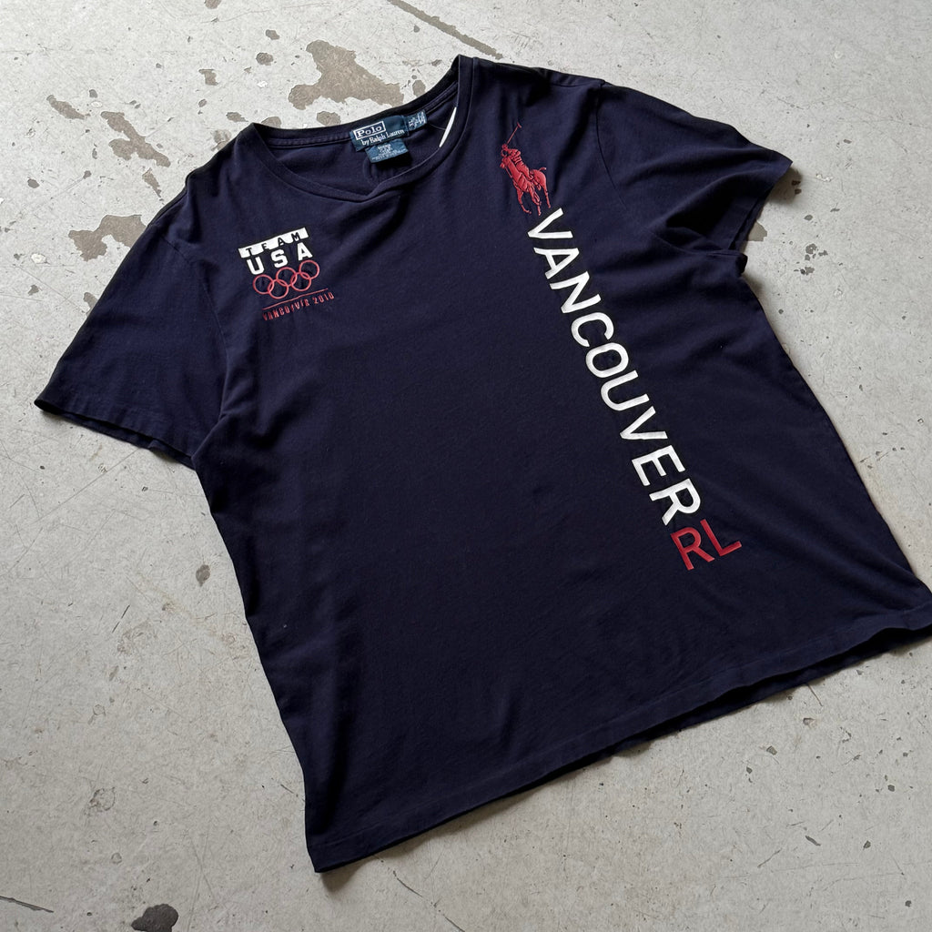 Polo Ralph Lauren vintage t-shirt navy TEAM USA OL 2010 Vancouver str. XL - Re:Junk Vintage