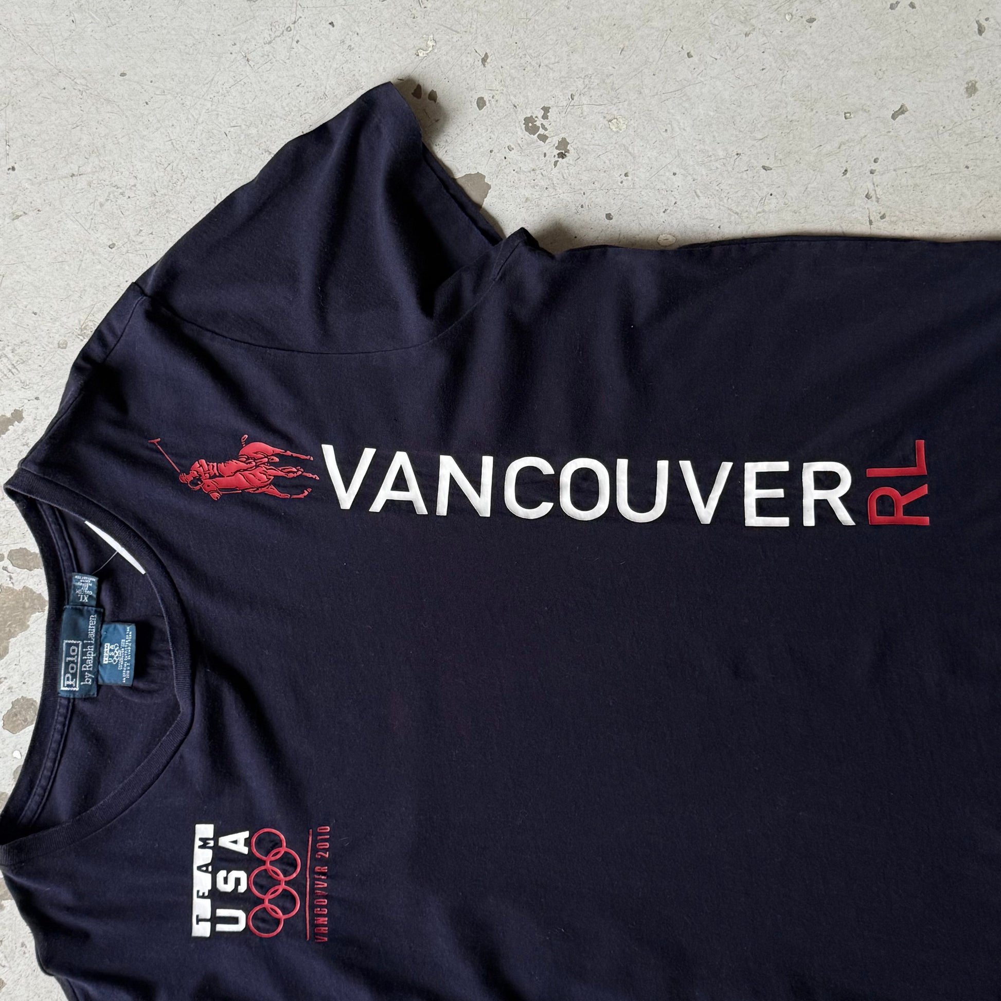 Polo Ralph Lauren vintage t-shirt navy TEAM USA OL 2010 Vancouver str. XL - Re:Junk Vintage