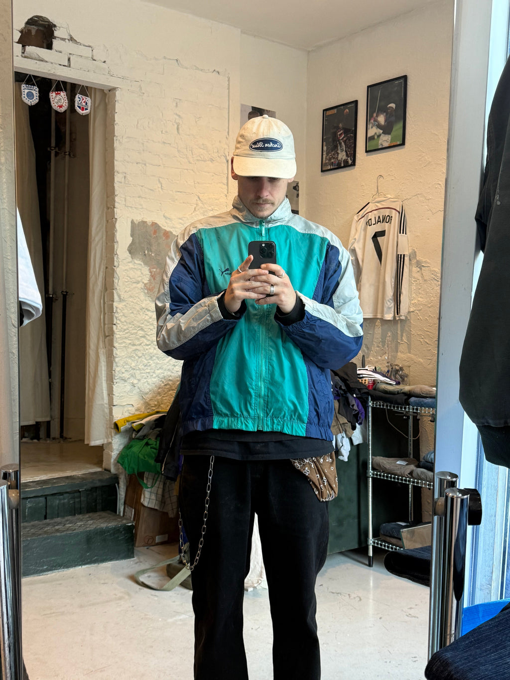 Puma Vintage Track Jacket turkis Navy – Str. L - Re:Junk Vintage