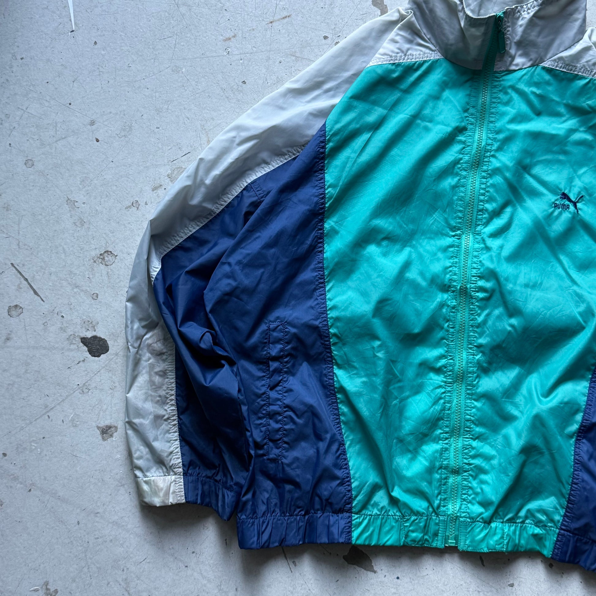 Puma Vintage Track Jacket turkis Navy – Str. L - Re:Junk Vintage