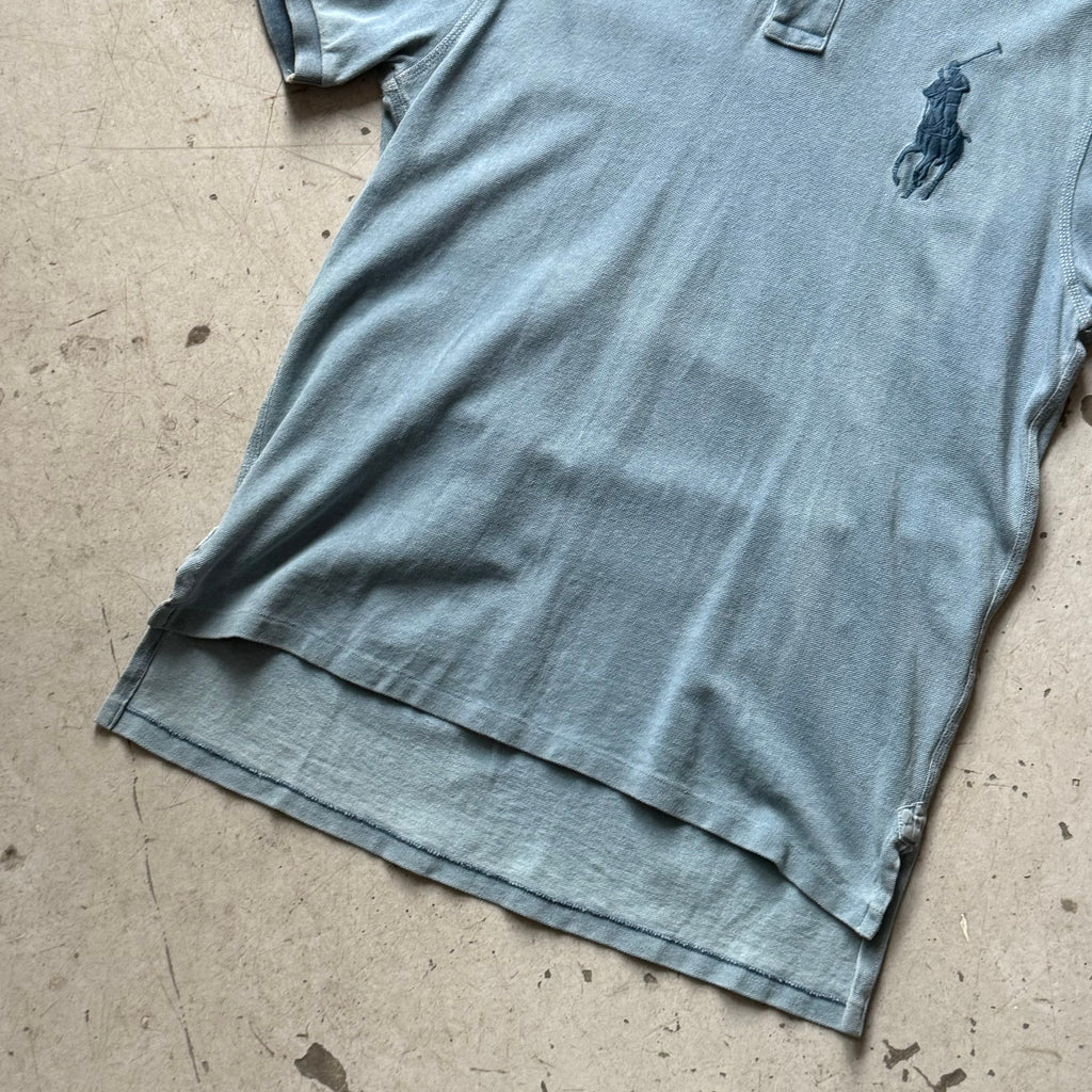 Ralph Lauren Custom Fit Polo – Washed Blue – Str. L – Big Logo - Re:Junk Vintage