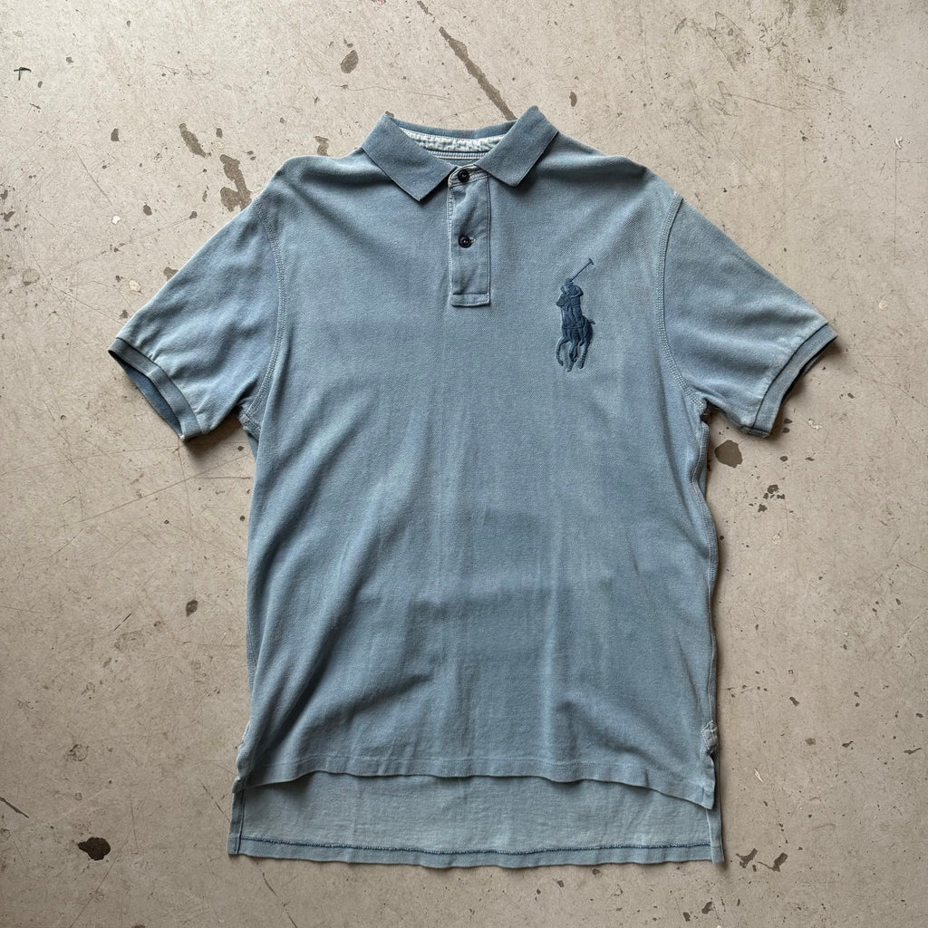 Ralph Lauren Custom Fit Polo – Washed Blue – Str. L – Big Logo - Re:Junk Vintage