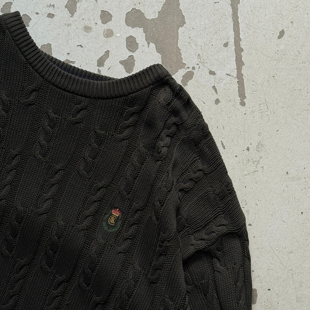 Ralph Lauren | kabelstrik sweater | mørkegrøn | M - Re:Junk Vintage
