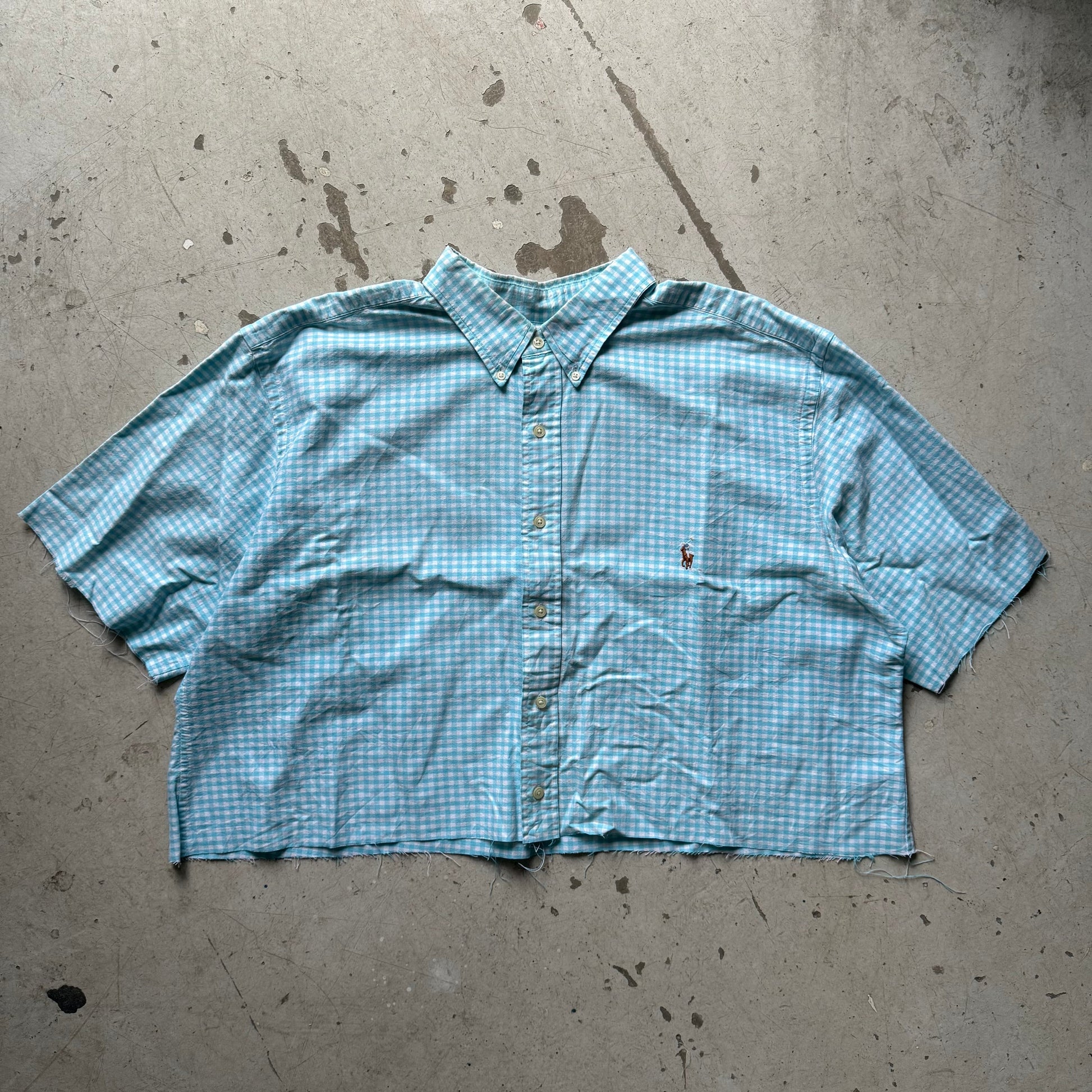 Ralph Lauren kortærmet skjorte – Upcycled crop fit – S/M - Re:Junk Vintage