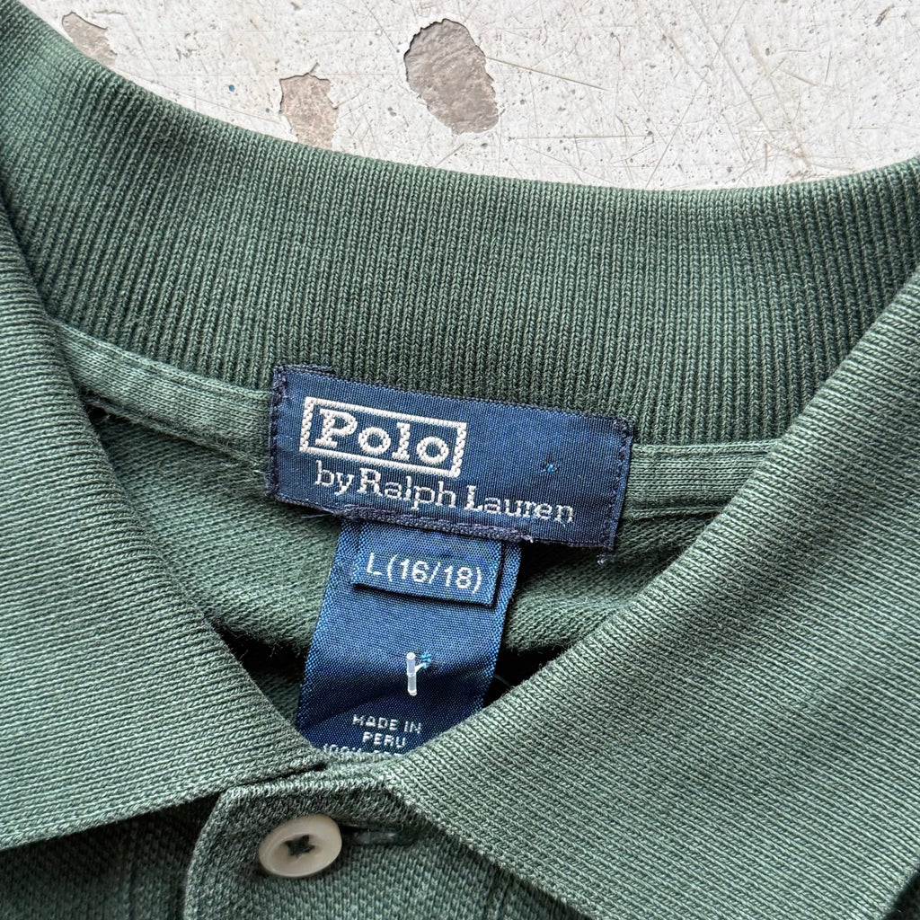 Ralph Lauren Polo – Grøn – Str. S (voksen) – Broderet Logo - Re:Junk Vintage