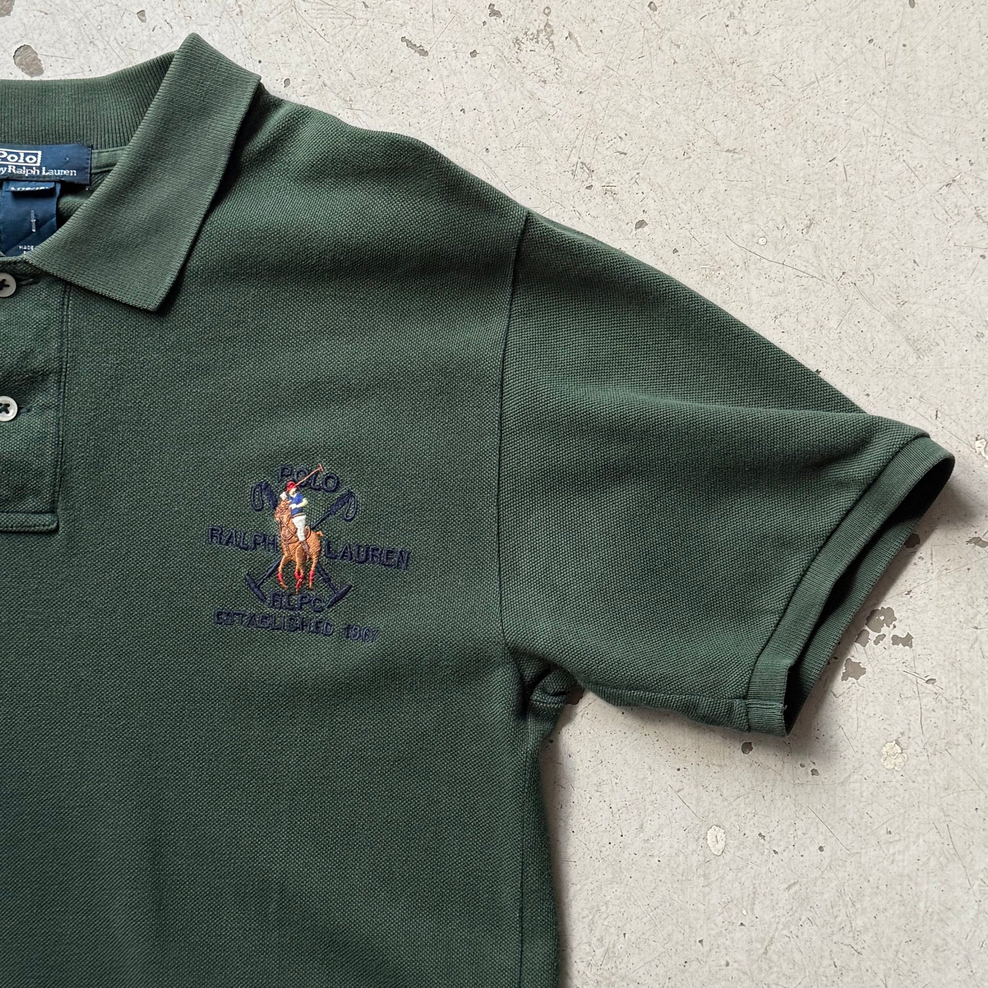 Ralph Lauren Polo – Grøn – Str. S (voksen) – Broderet Logo - Re:Junk Vintage