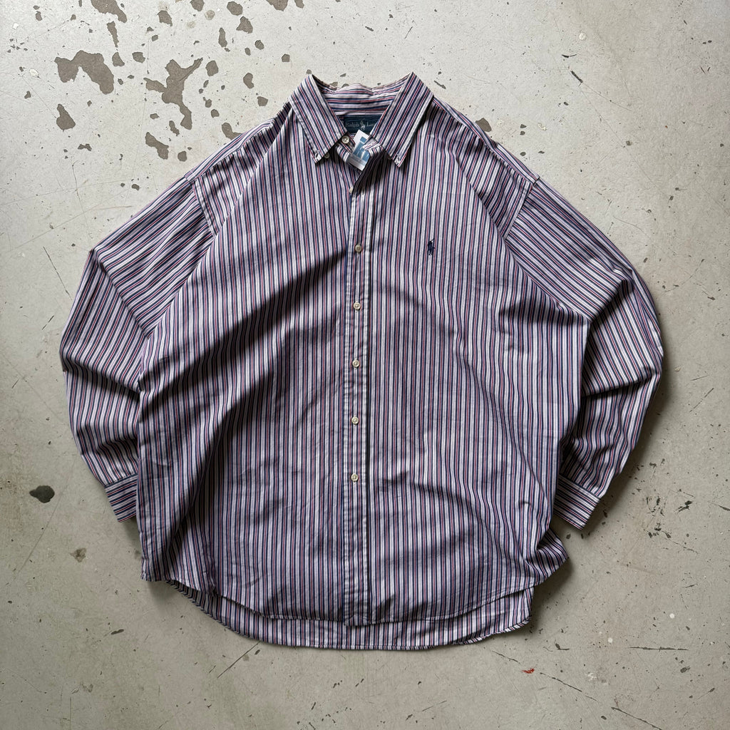 Ralph Lauren | stribet skjorte | rød/blå/hvid | XL - Re:Junk Vintage