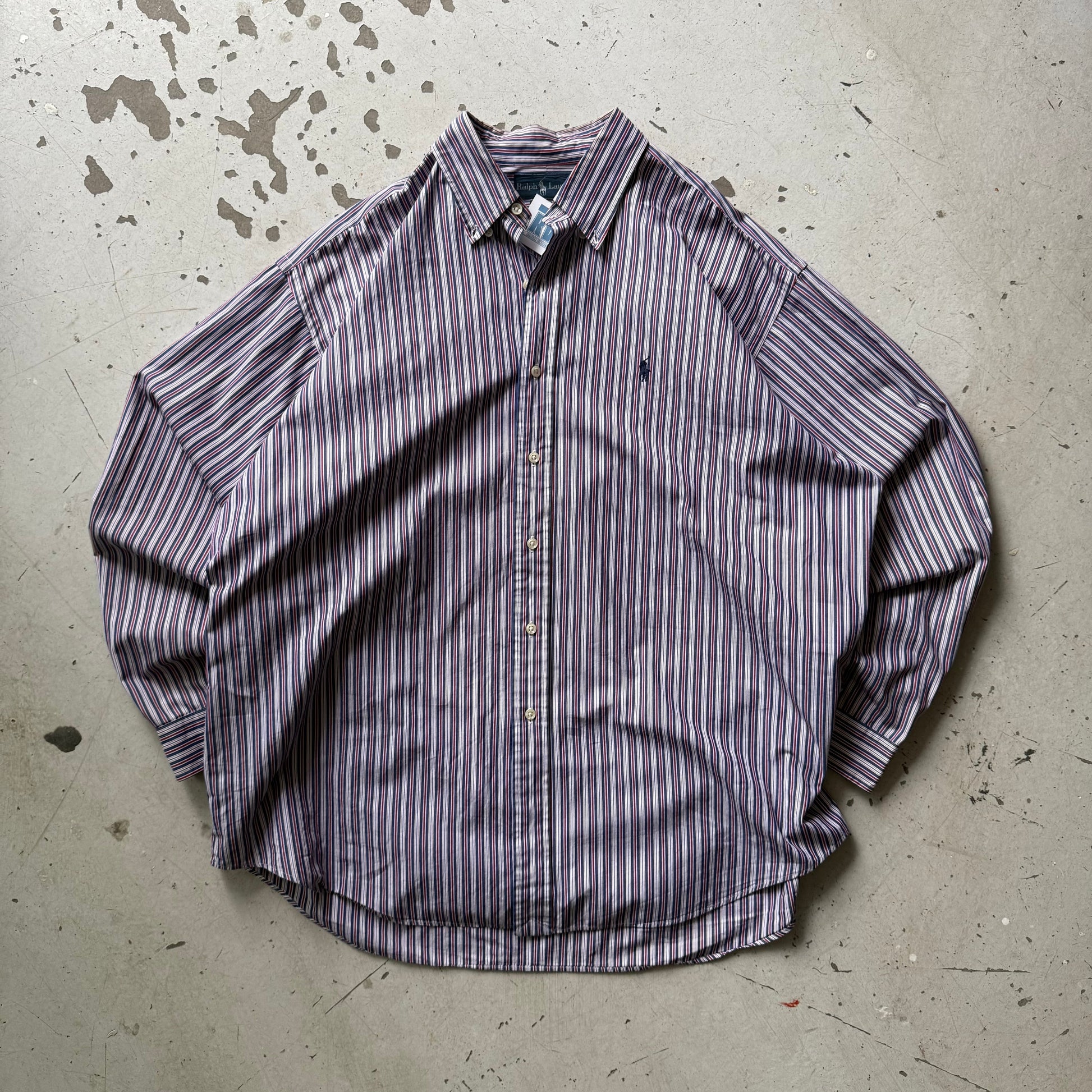 Ralph Lauren | stribet skjorte | rød/blå/hvid | XL - Re:Junk Vintage