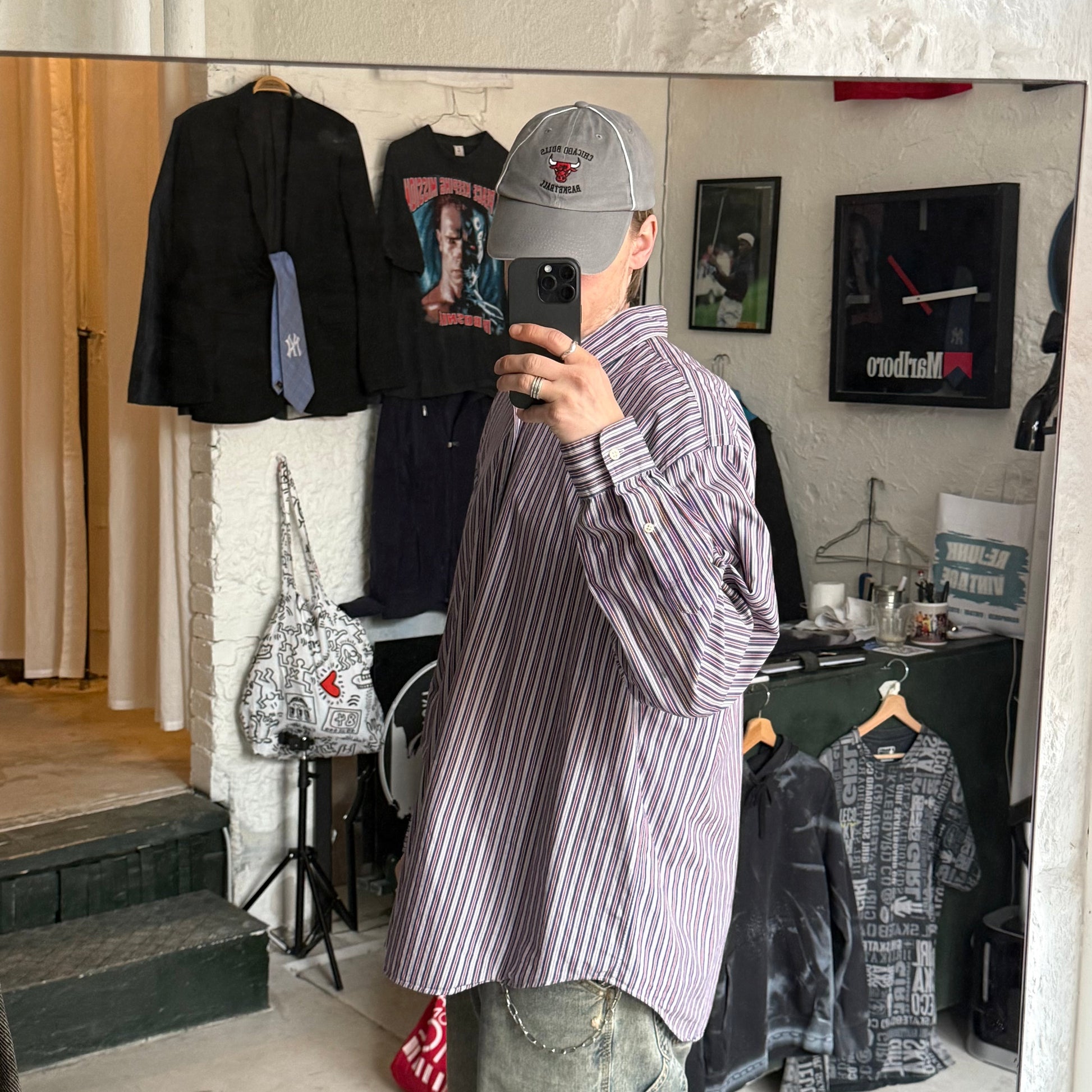 Ralph Lauren | stribet skjorte | rød/blå/hvid | XL - Re:Junk Vintage