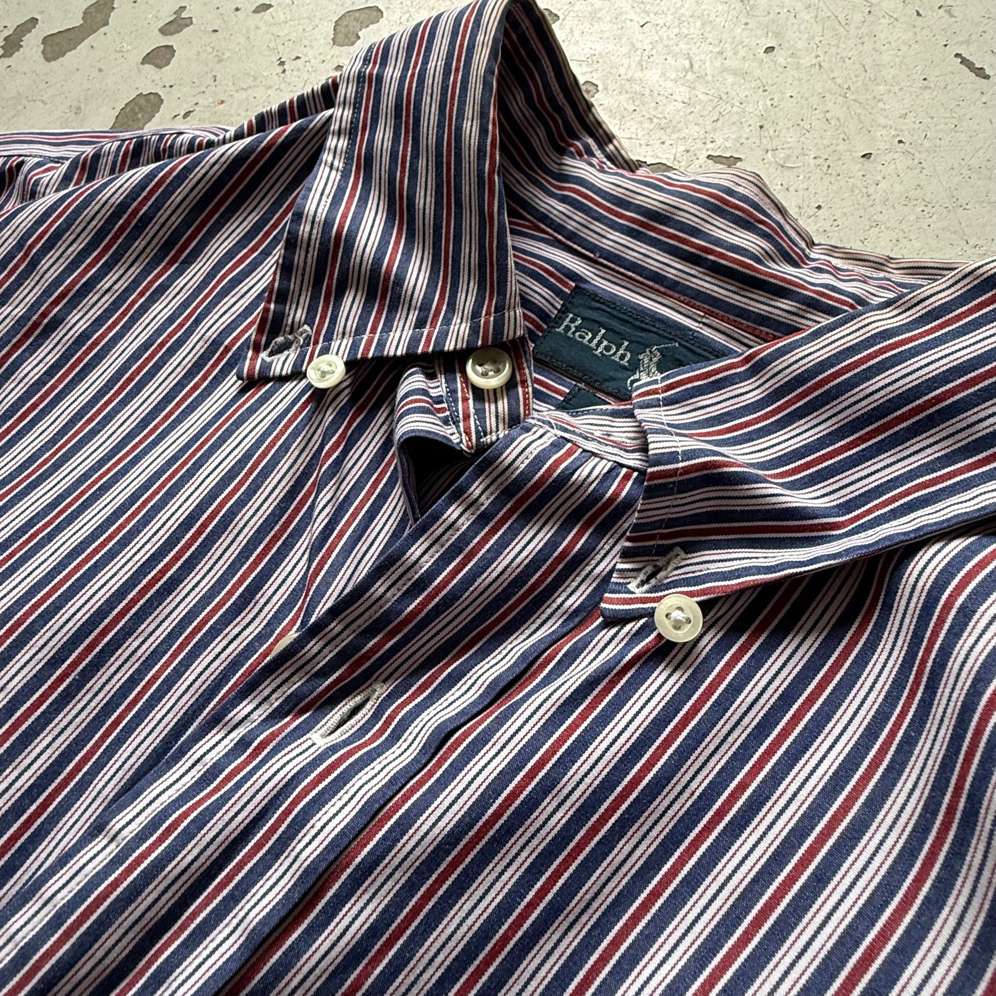 Ralph Lauren | stribet skjorte | rød/blå/hvid | XL - Re:Junk Vintage