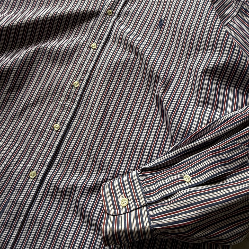 Ralph Lauren | stribet skjorte | rød/blå/hvid | XL - Re:Junk Vintage