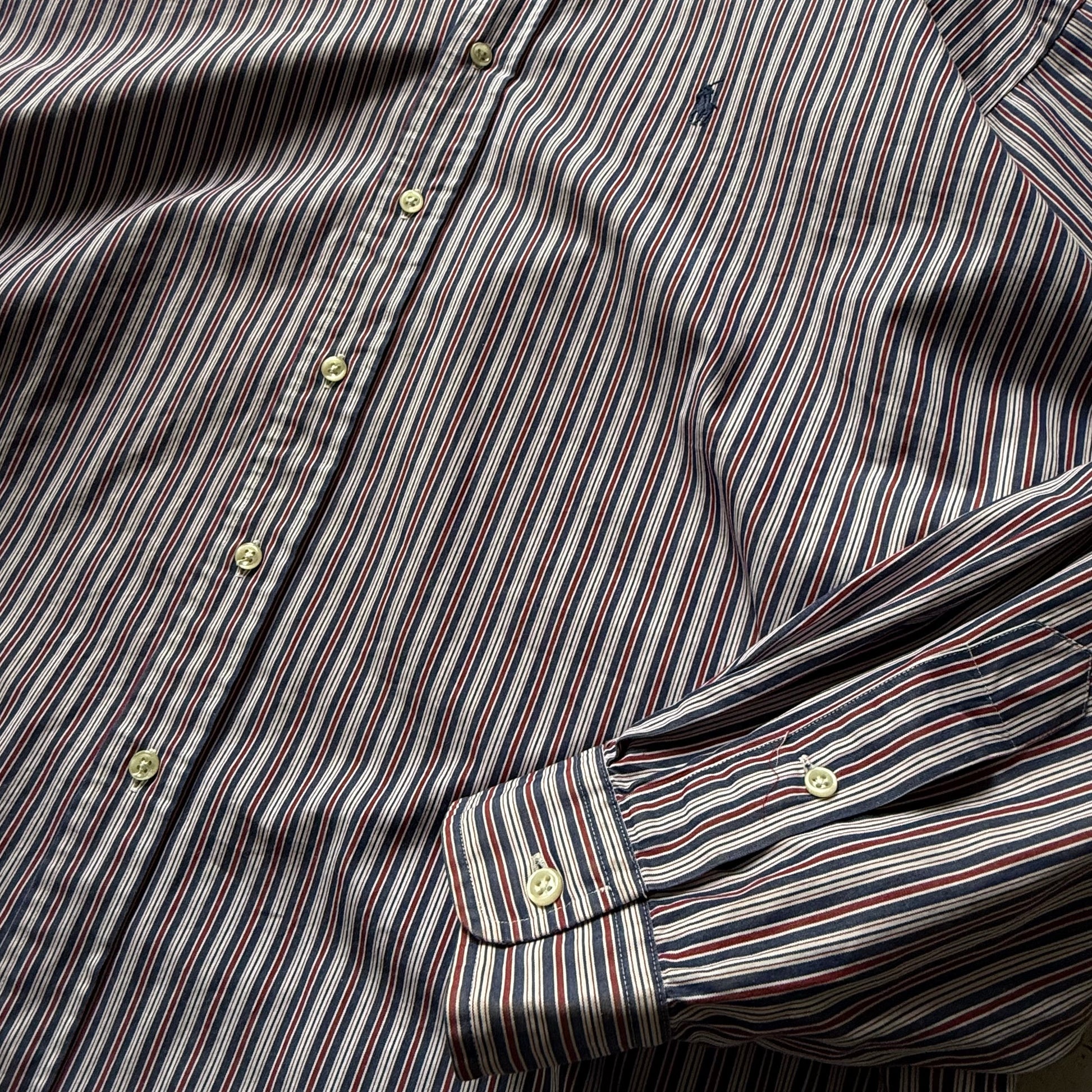 Ralph Lauren | stribet skjorte | rød/blå/hvid | XL - Re:Junk Vintage