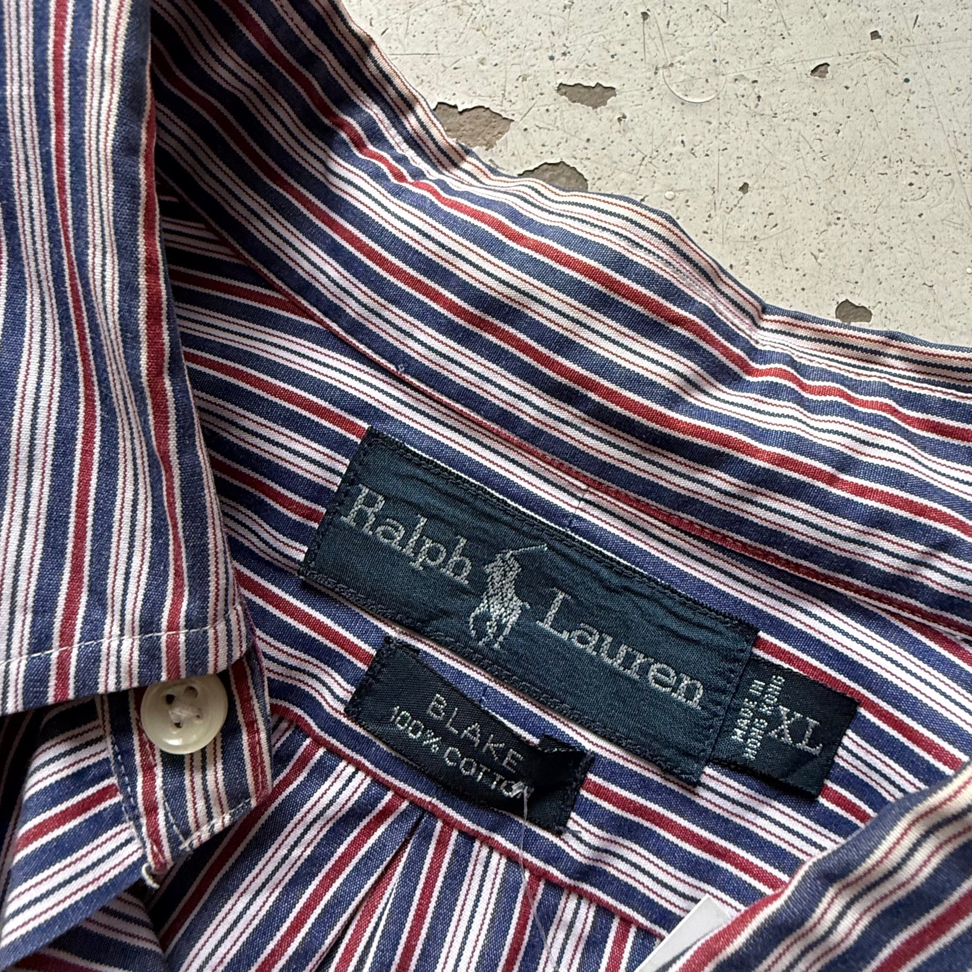 Ralph Lauren | stribet skjorte | rød/blå/hvid | XL - Re:Junk Vintage