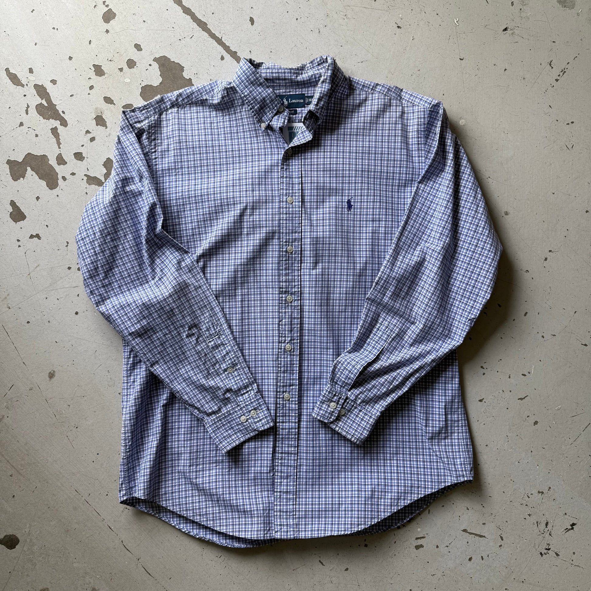 Ralph Lauren | ternet button down skjorte | blå/hvid | L - Re:Junk Vintage