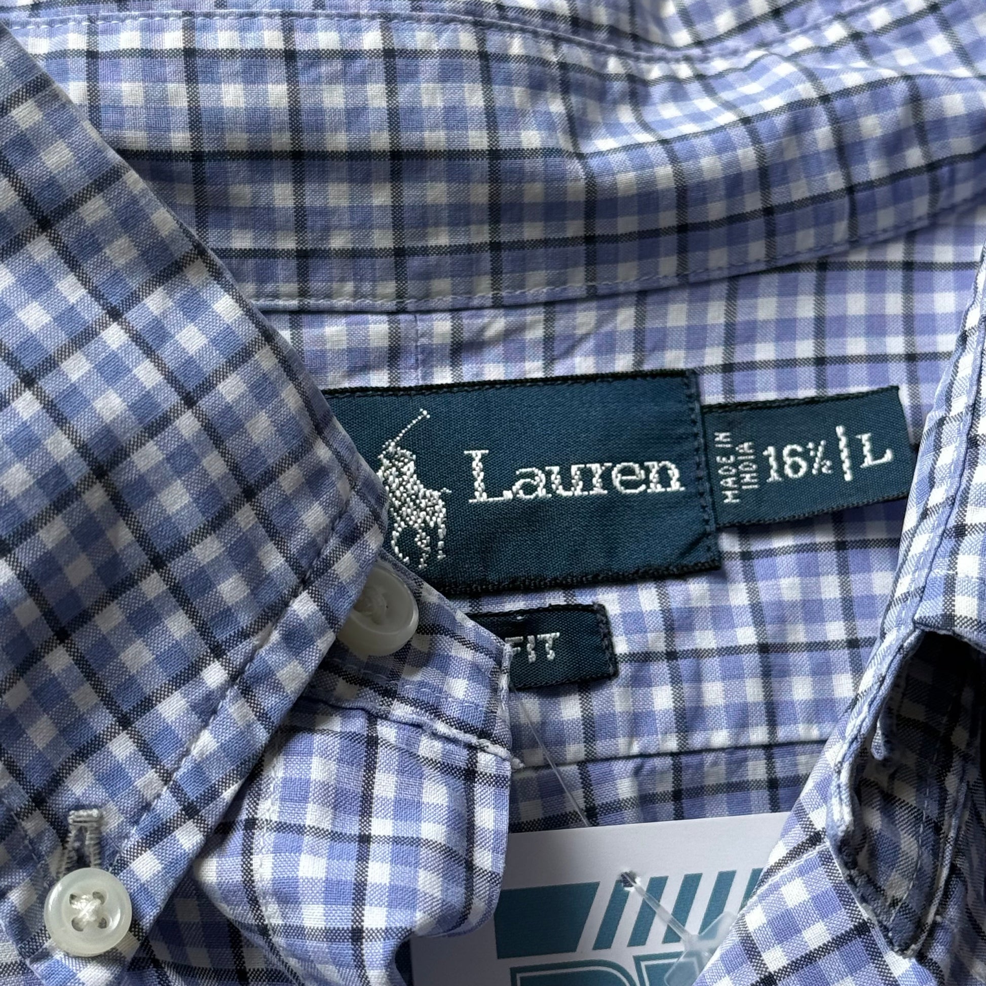Ralph Lauren | ternet button down skjorte | blå/hvid | L - Re:Junk Vintage