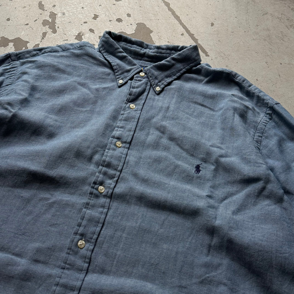 Ralph Lauren upcycled skjorte – kortærmet blå L/XL - Re:Junk Vintage