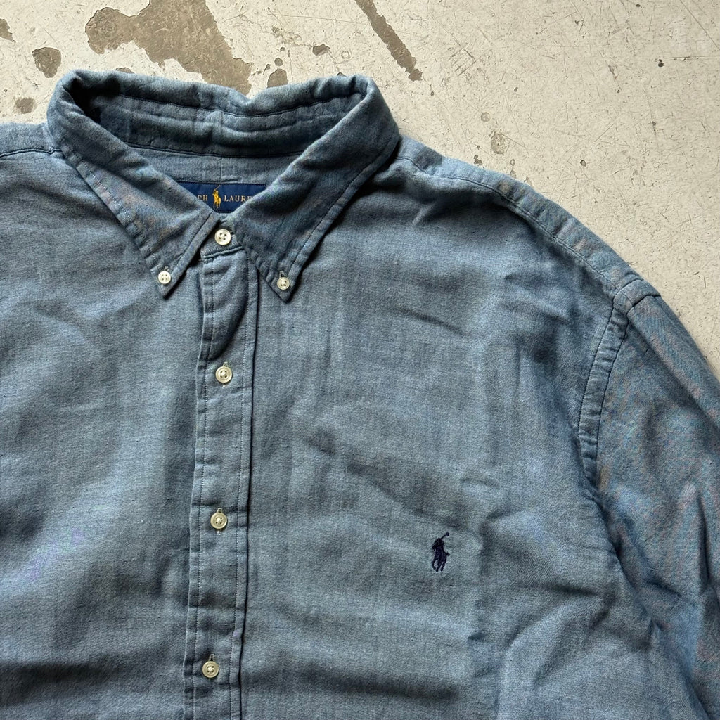 Ralph Lauren upcycled skjorte – kortærmet blå L/XL - Re:Junk Vintage