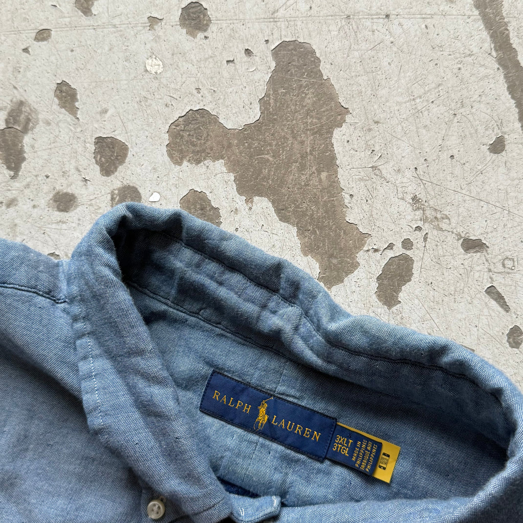 Ralph Lauren upcycled skjorte – kortærmet blå L/XL - Re:Junk Vintage