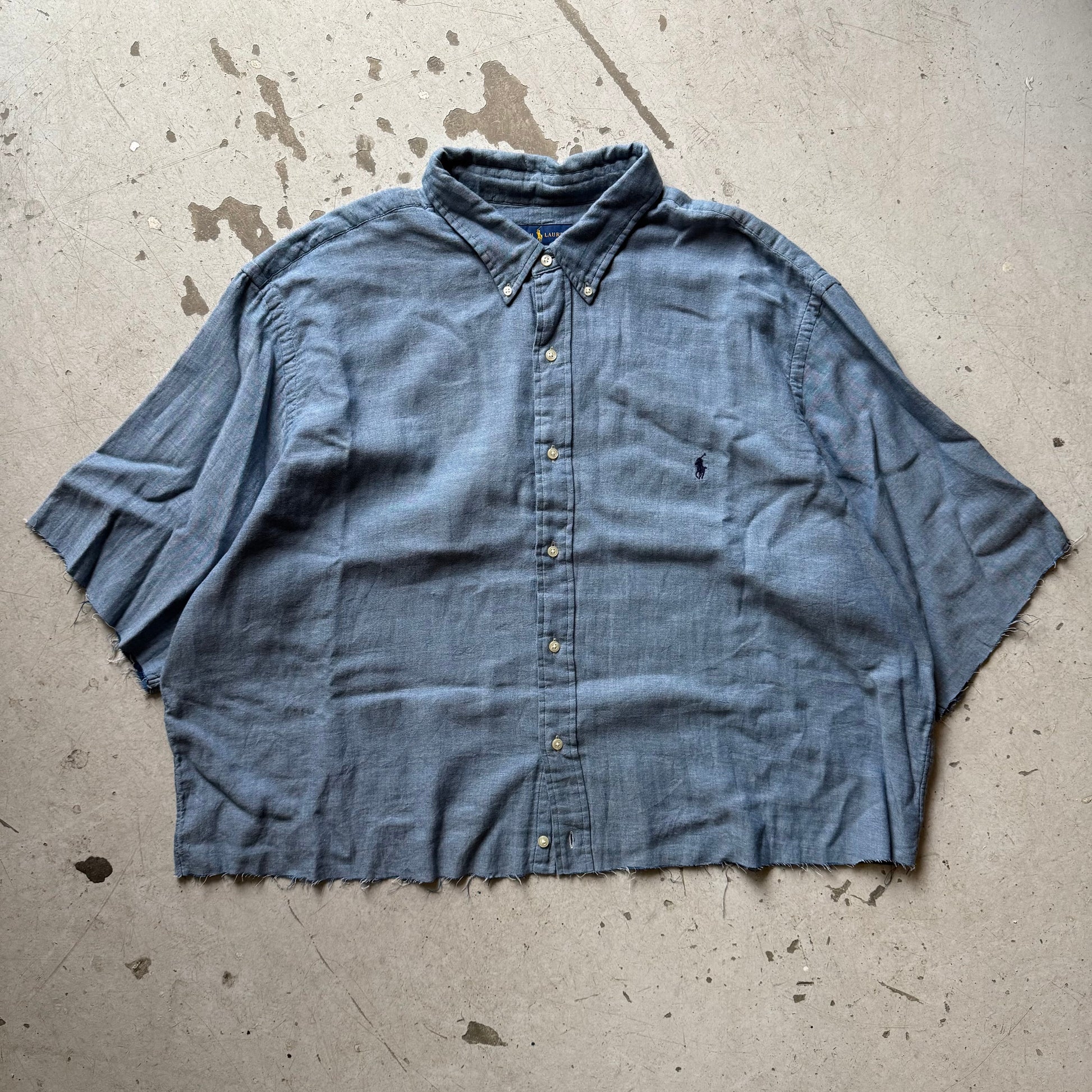 Ralph Lauren upcycled skjorte – kortærmet blå L/XL - Re:Junk Vintage