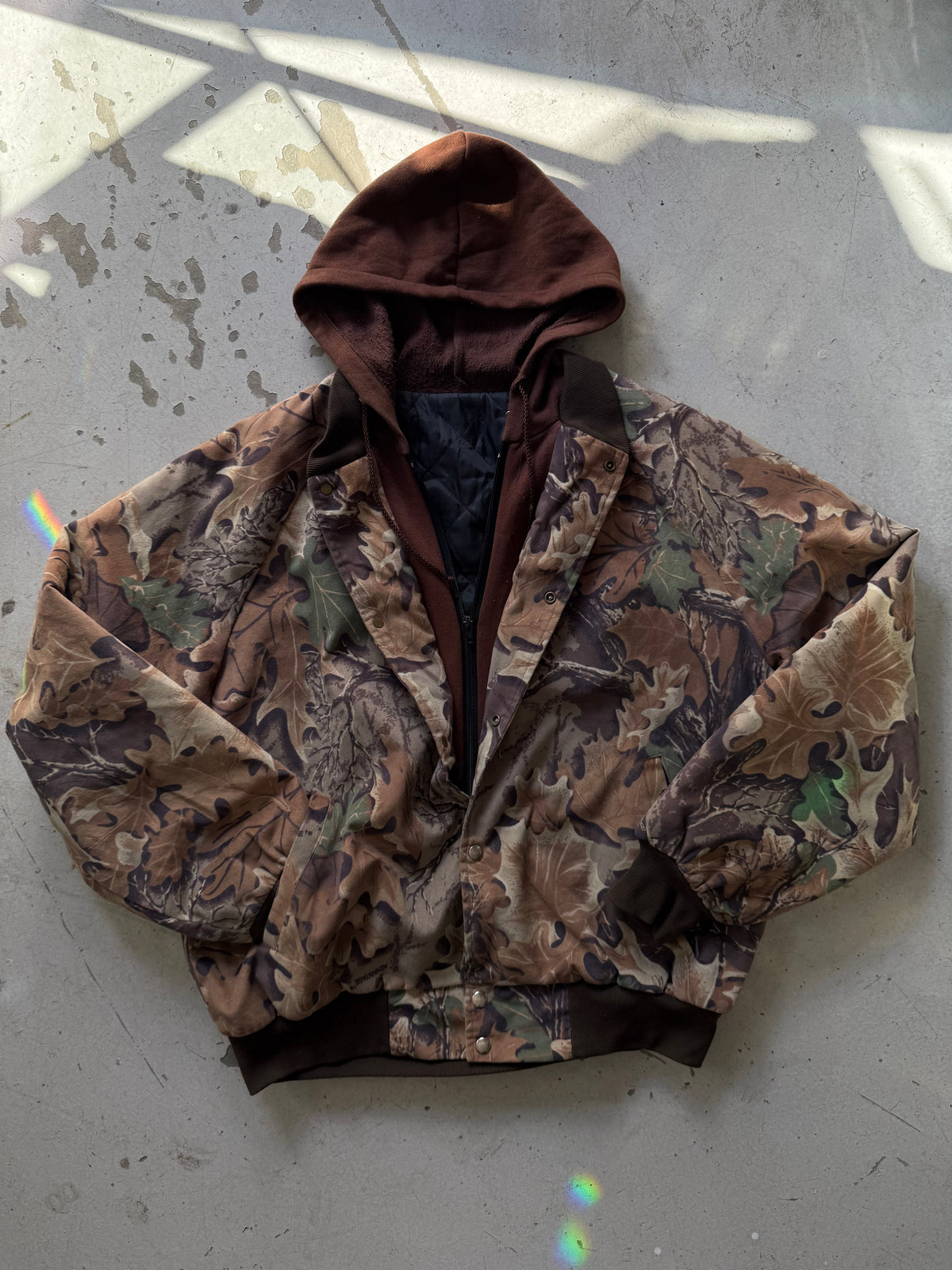 Real Tree Camo Jakke m. Brun Hætte (Str. M) - Re:Junk Vintage