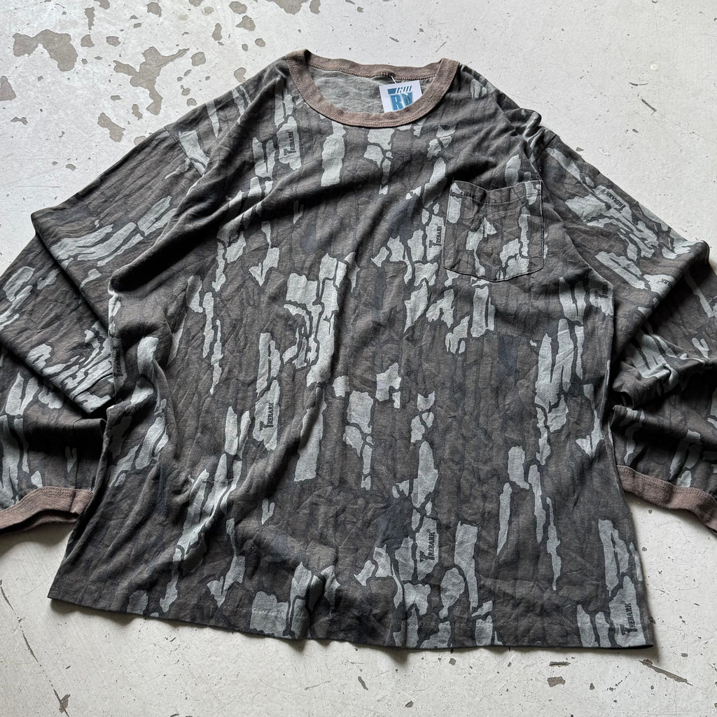 Real Tree | langærmet t-shirt | brun/grå | Large - Re:Junk Vintage