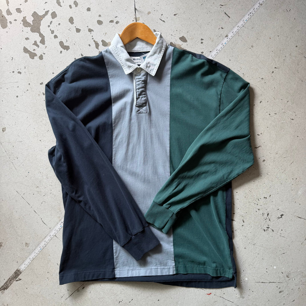 Rugby polo | stribet | blå/grøn | L - Re:Junk Vintage