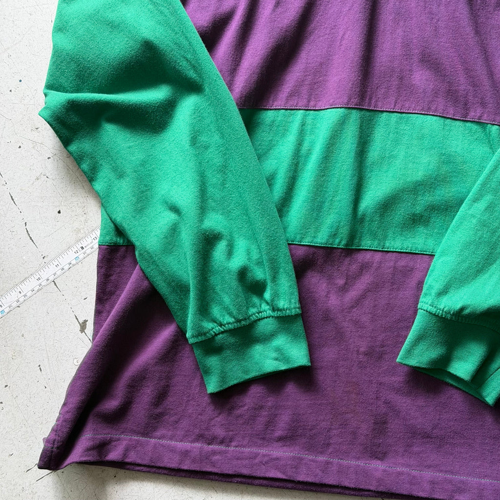 Rugby polo | stribet | grøn/lilla | XXL - Re:Junk Vintage