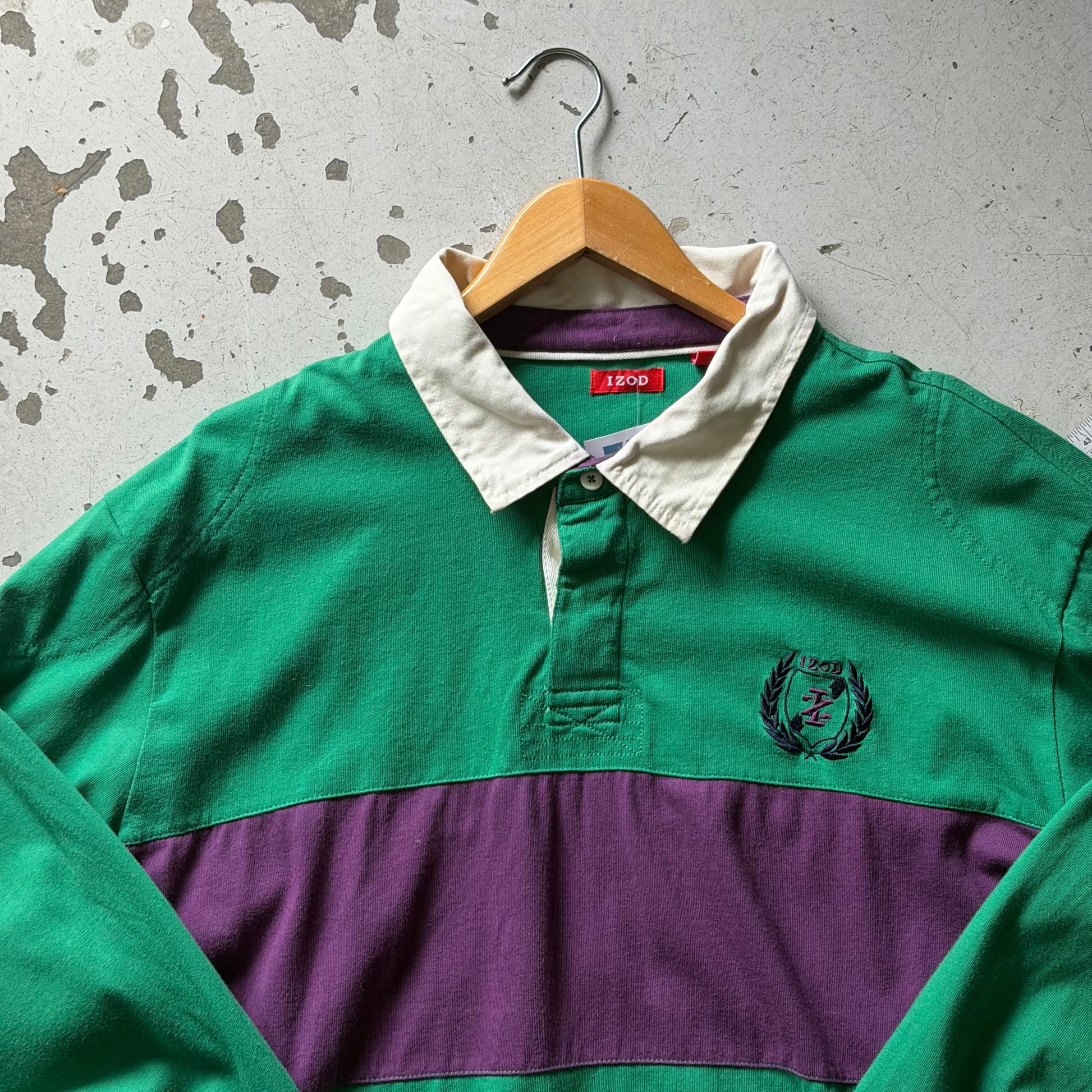 Rugby polo | stribet | grøn/lilla | XXL - Re:Junk Vintage