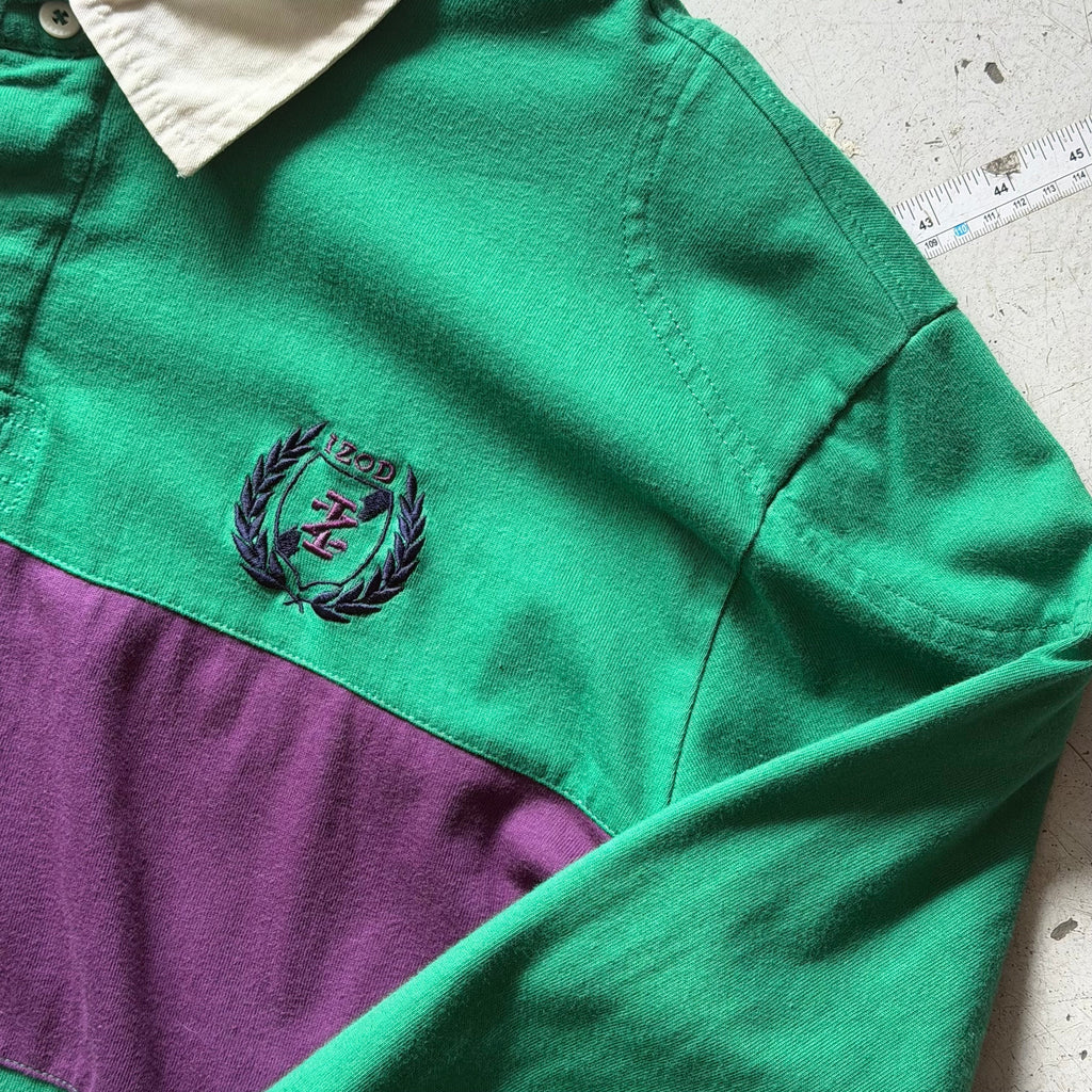 Rugby polo | stribet | grøn/lilla | XXL - Re:Junk Vintage