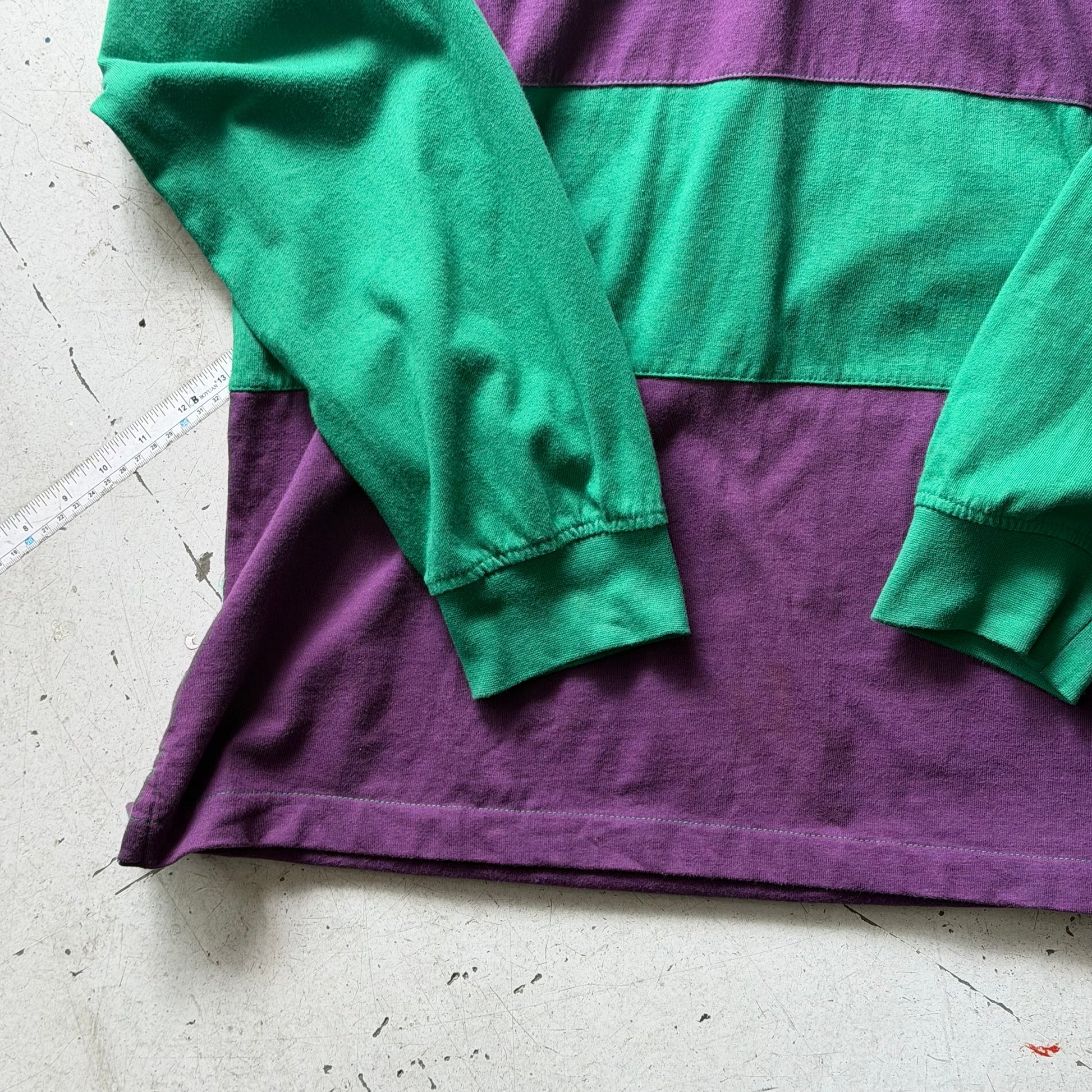 Rugby polo | stribet | grøn/lilla | XXL - Re:Junk Vintage