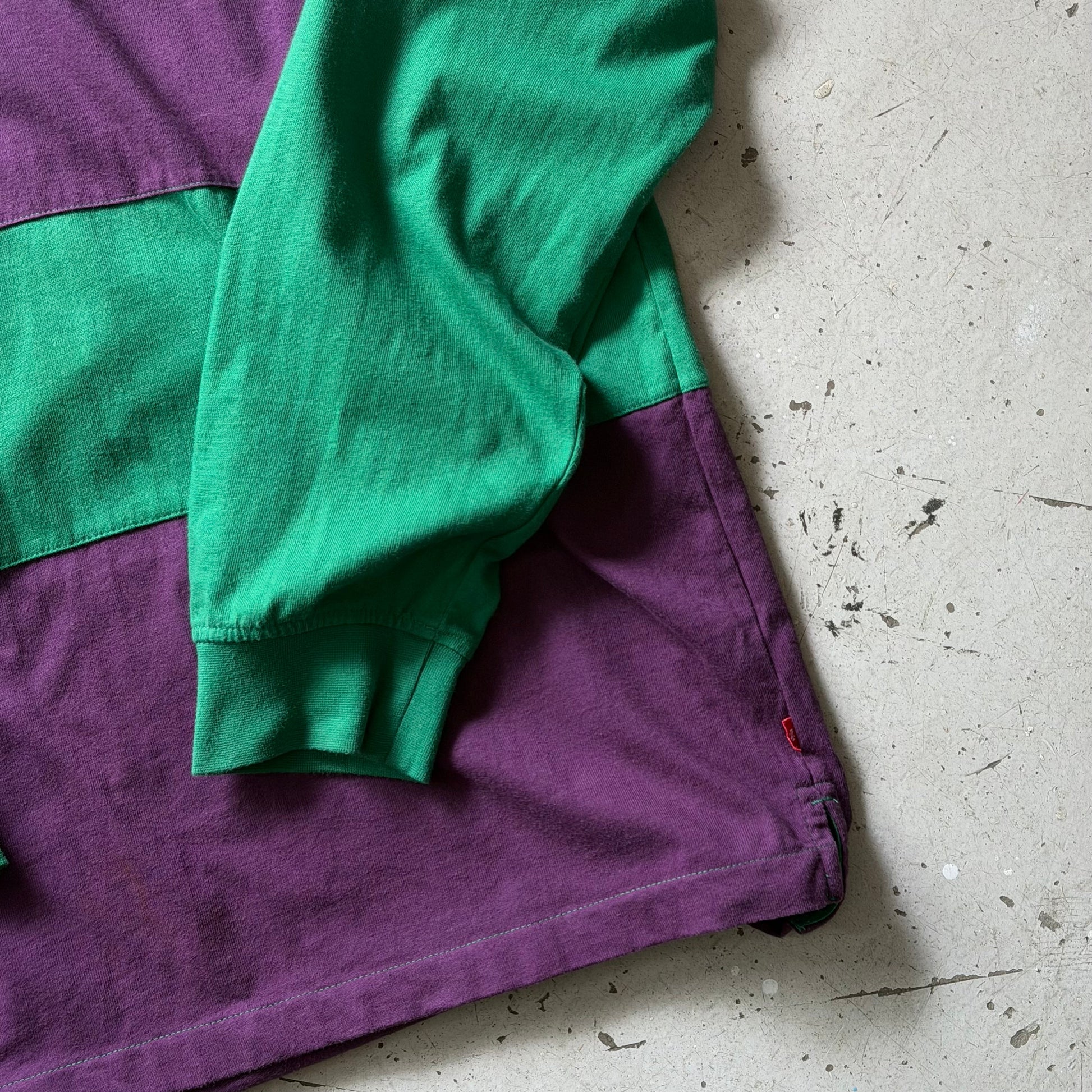 Rugby polo | stribet | grøn/lilla | XXL - Re:Junk Vintage