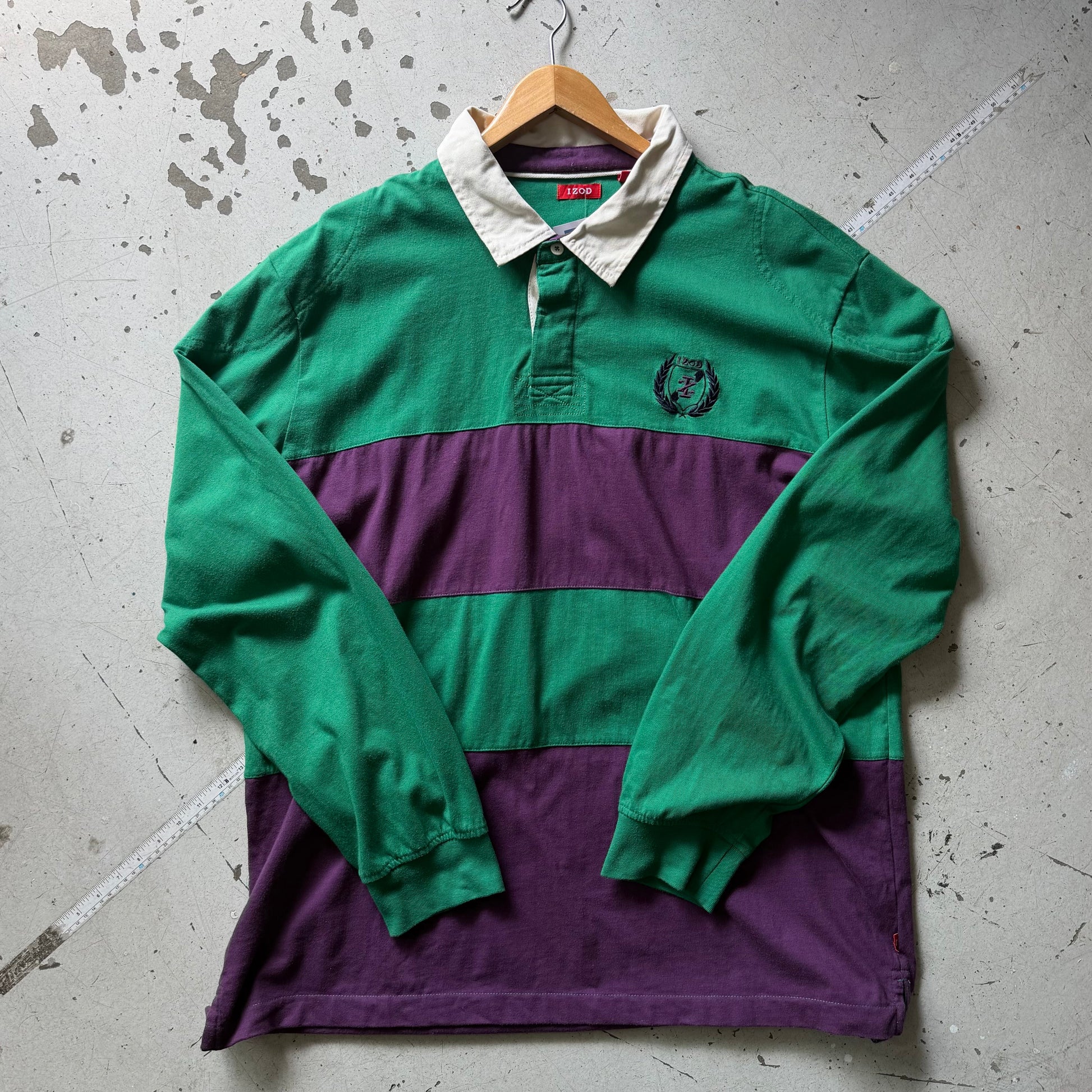 Rugby polo | stribet | grøn/lilla | XXL - Re:Junk Vintage