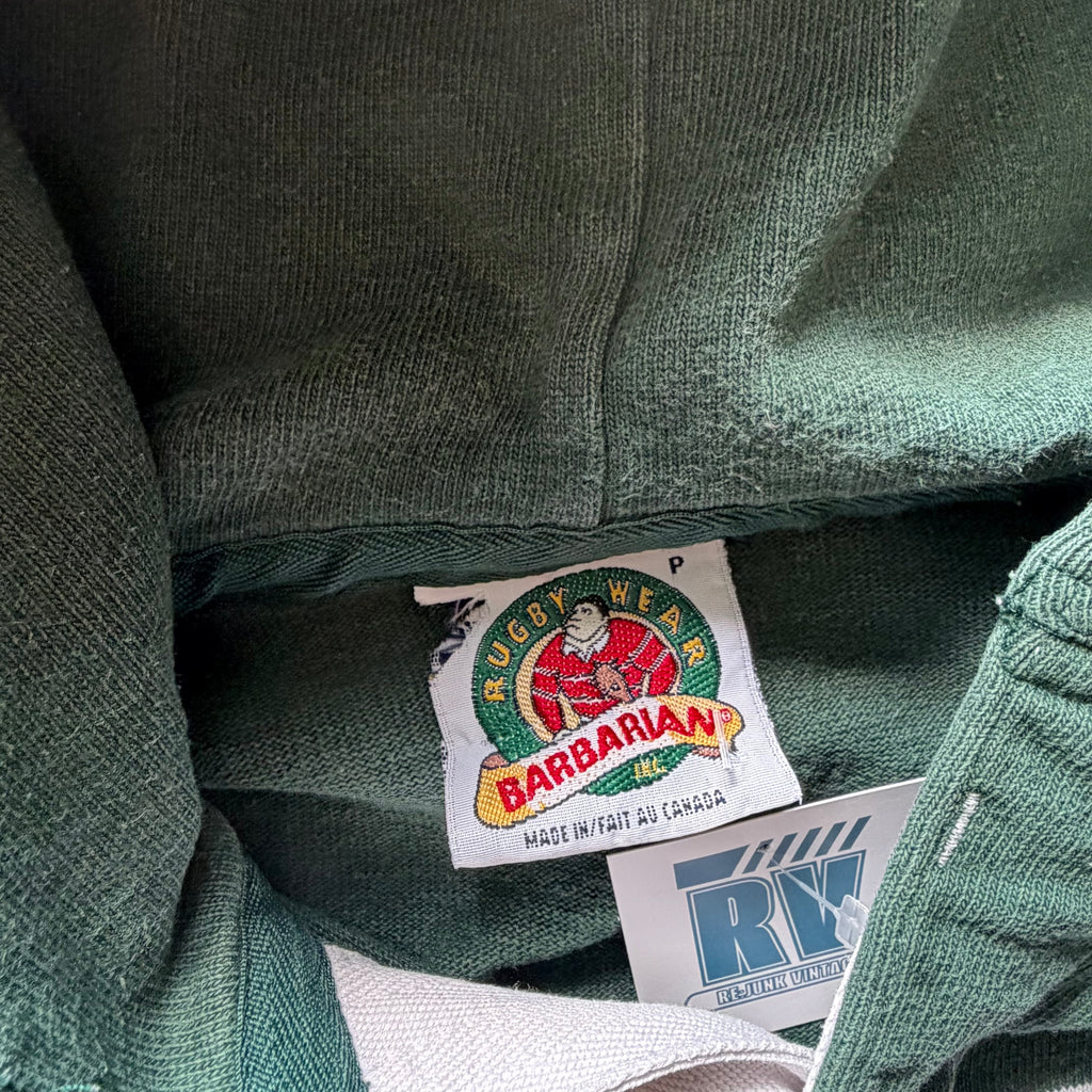 Rugby polo | stribet | hvid/grøn | M - Re:Junk Vintage