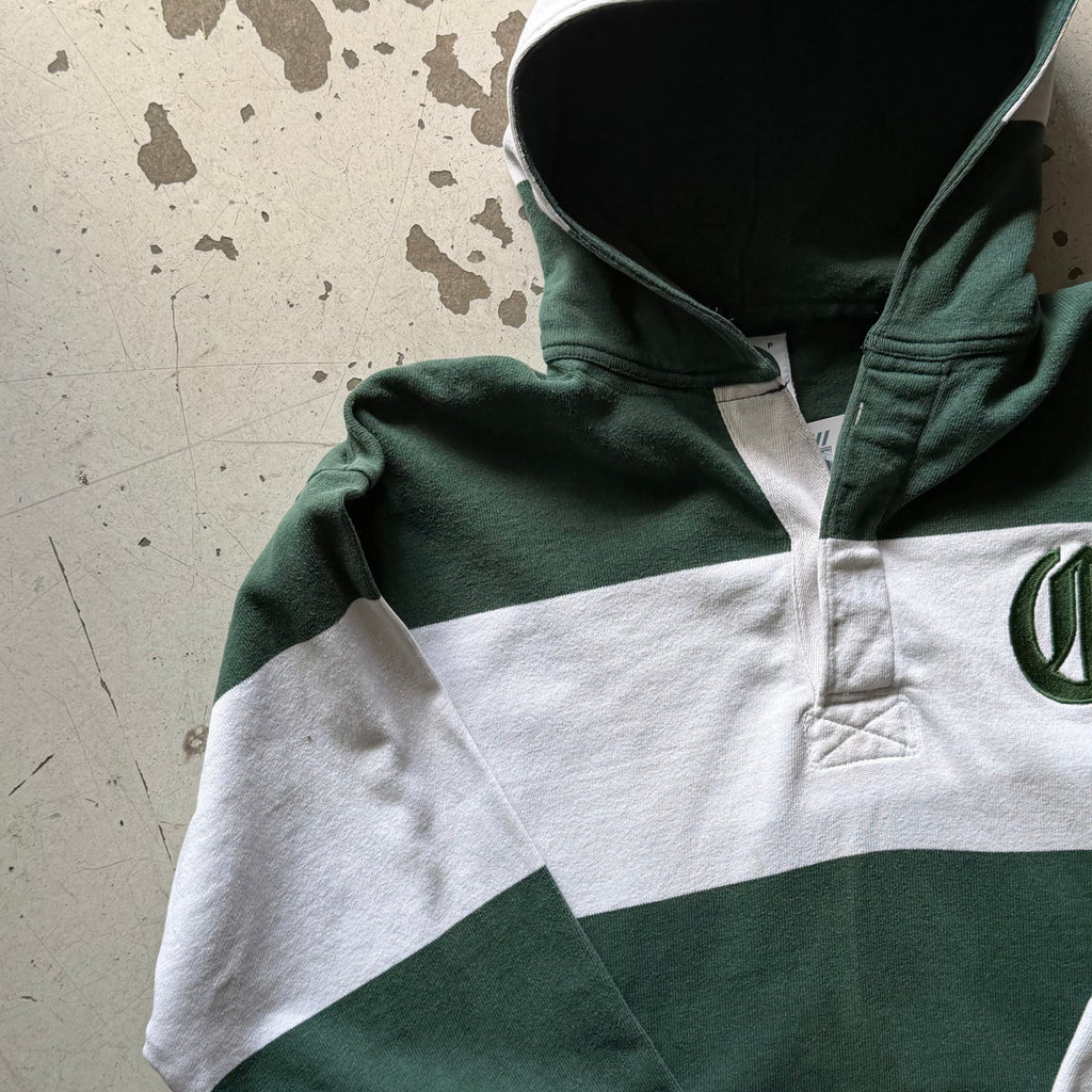 Rugby polo | stribet | hvid/grøn | M - Re:Junk Vintage