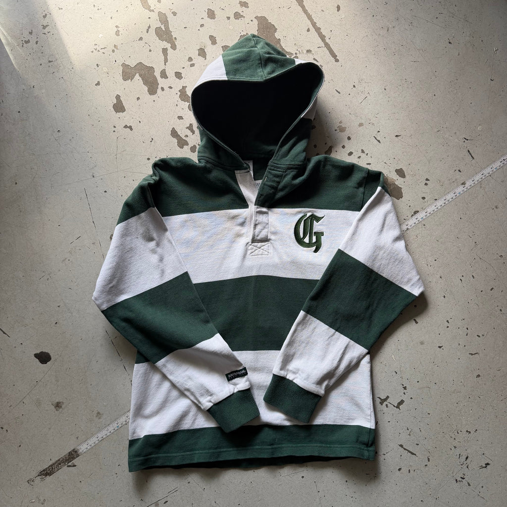 Rugby polo | stribet | hvid/grøn | M - Re:Junk Vintage
