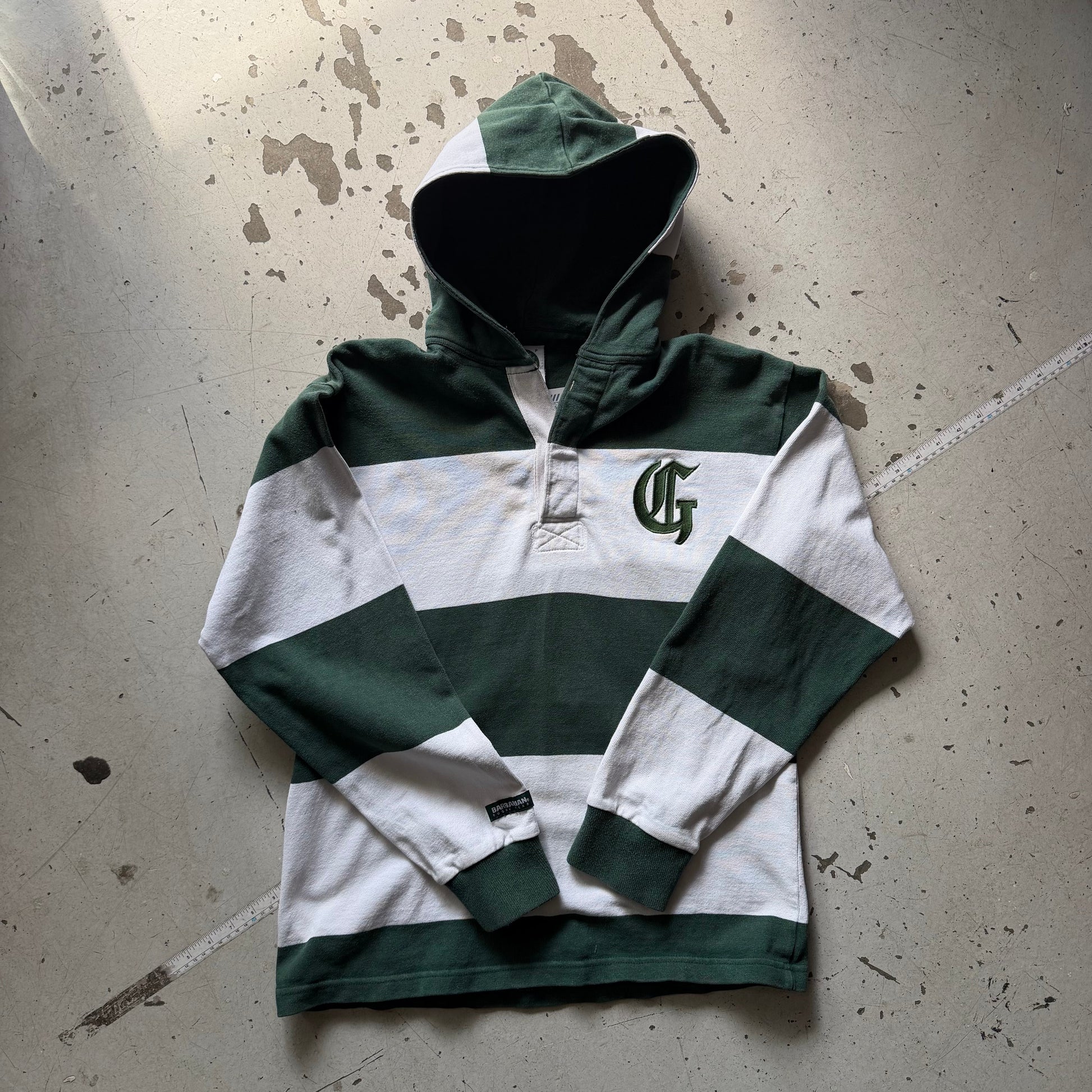 Rugby polo | stribet | hvid/grøn | M - Re:Junk Vintage