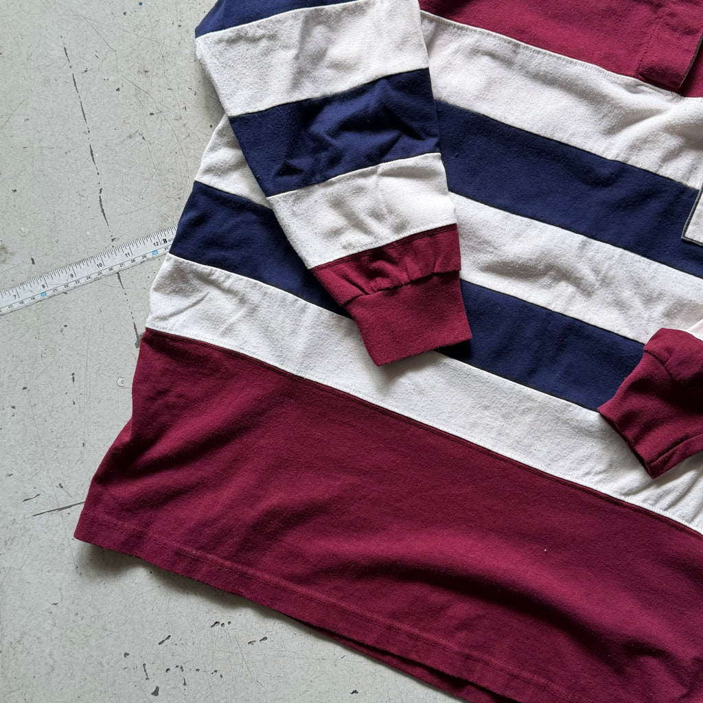 Rugby polo | stribet | hvid/rød | M - Re:Junk Vintage