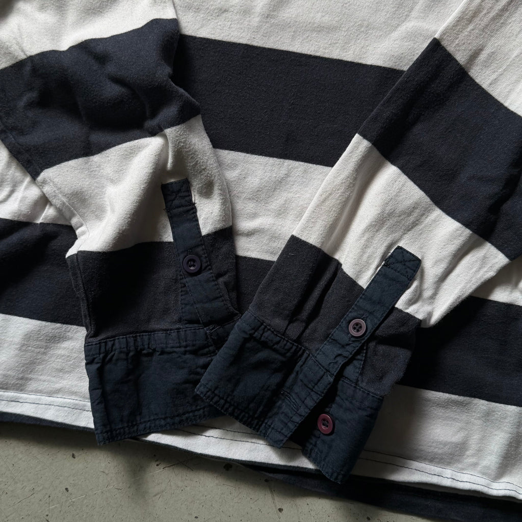 Rugby polo | stribet | hvid/sort | L - Re:Junk Vintage