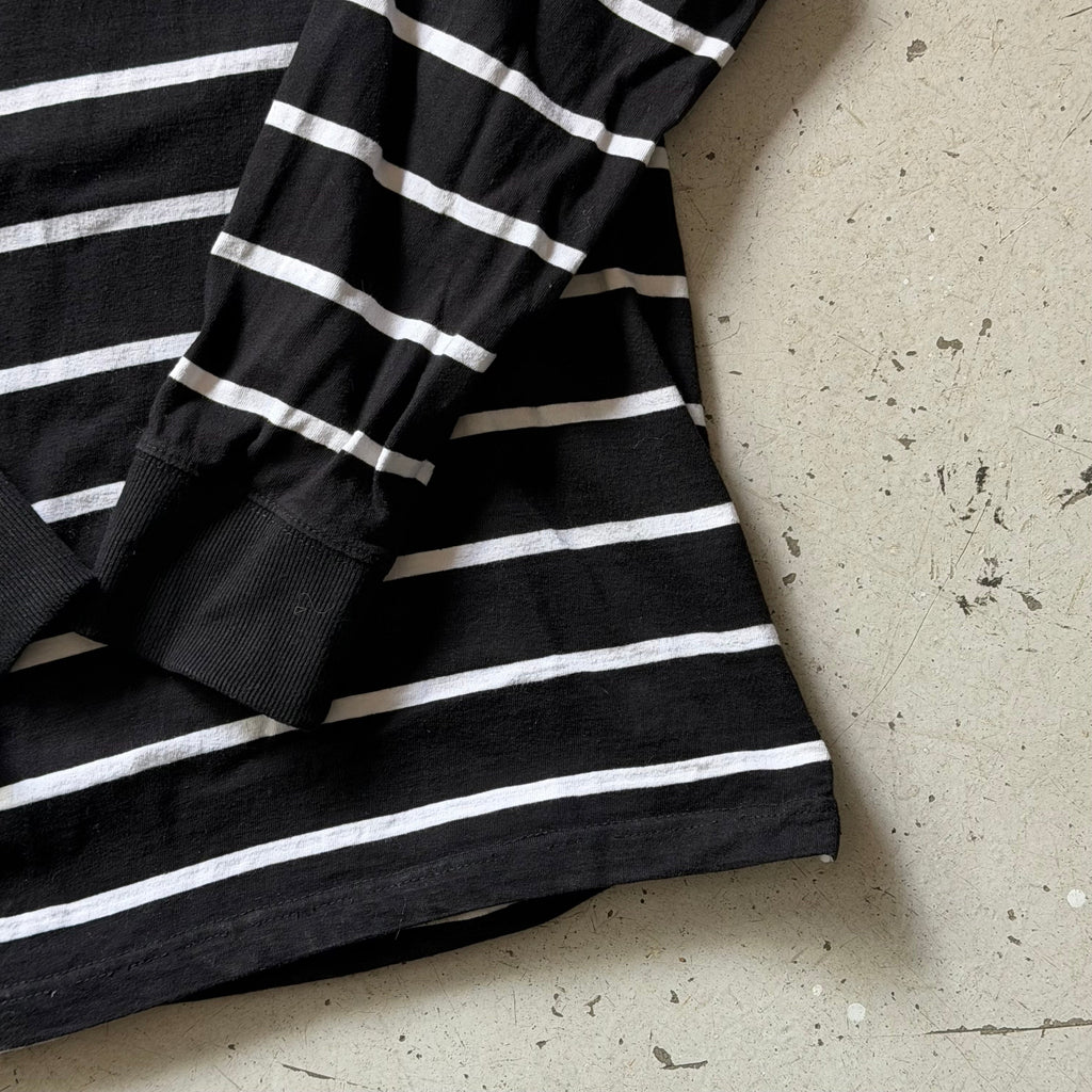 Rugby polo | stribet | hvid/sort | L - Re:Junk Vintage