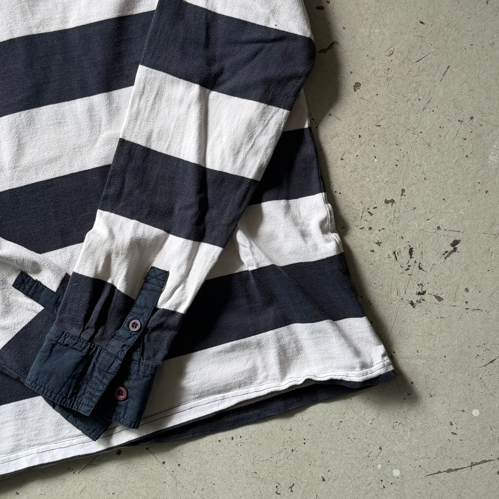 Rugby polo | stribet | hvid/sort | L - Re:Junk Vintage