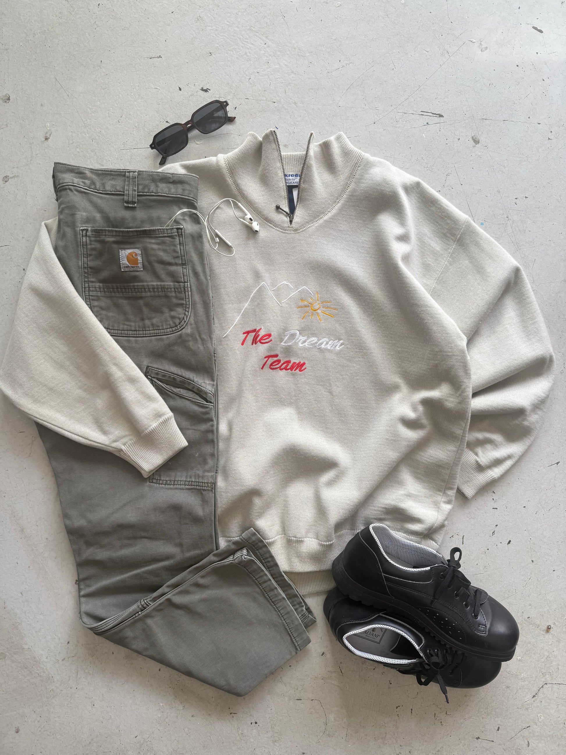 Sveigaard | 1/4 zip sweatshirt | beige | large - Re:Junk Vintage