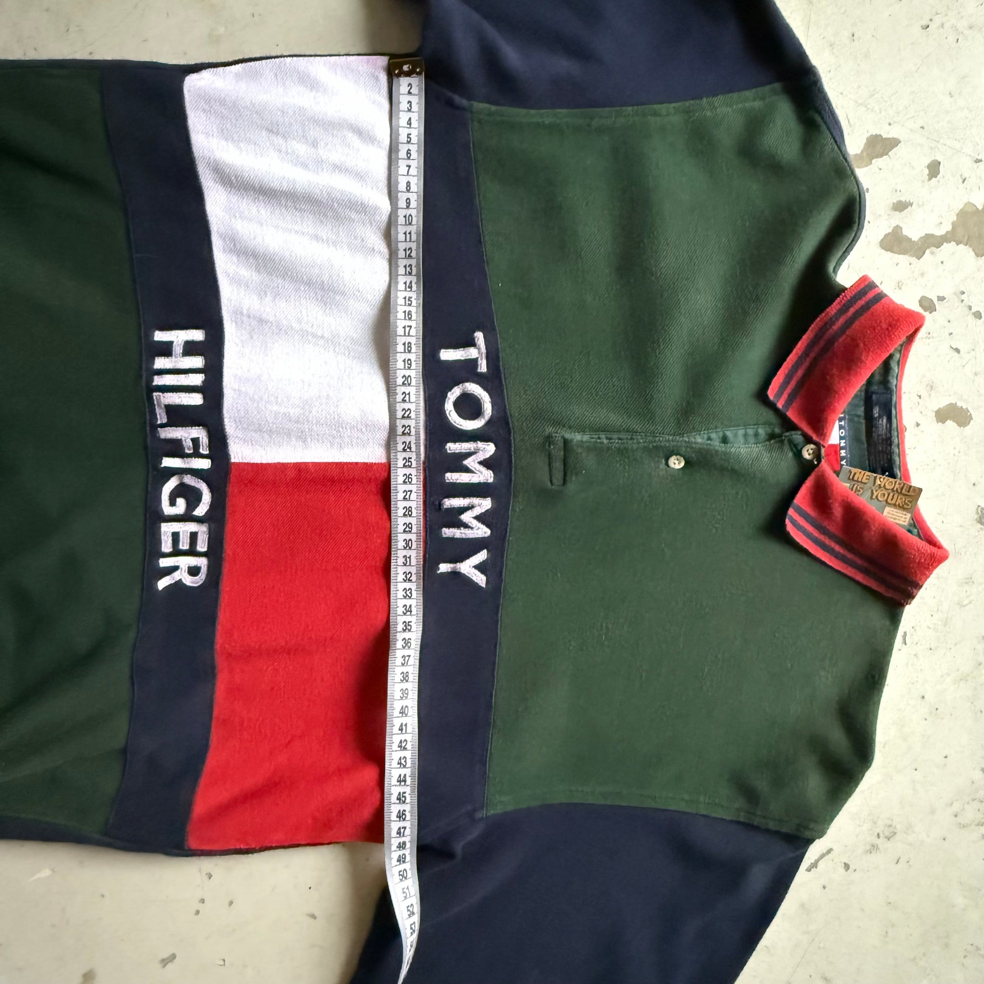 Tommy Hilfiger rugby polo vintage langærmet – navy/grøn/rød – S/M - Re:Junk Vintage