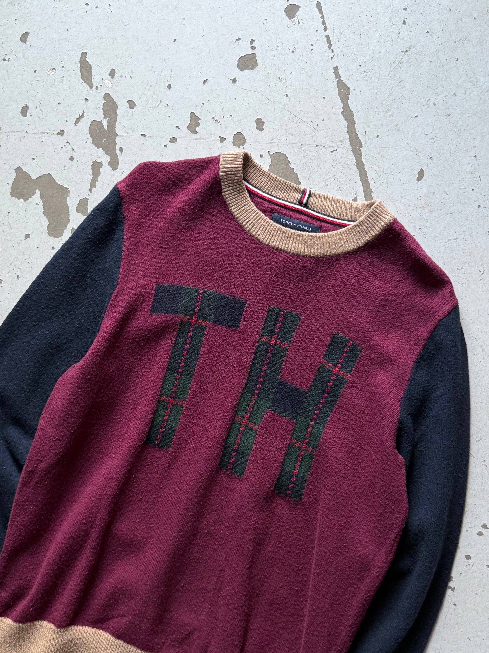 Tommy Hilfiger | Striktrøje | Rød / Navy | Medium - Re:Junk Vintage