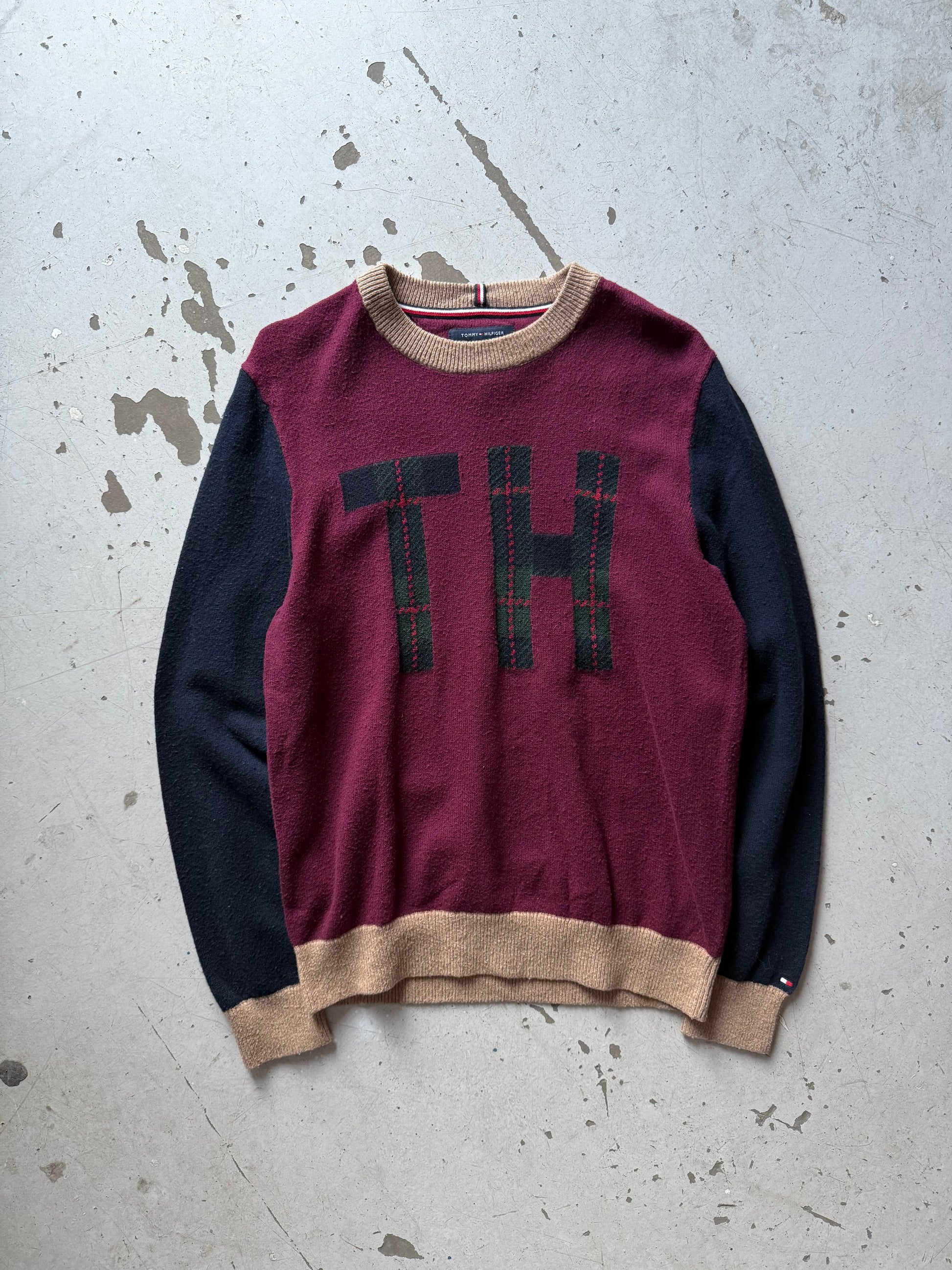 Tommy Hilfiger | Striktrøje | Rød / Navy | Medium - Re:Junk Vintage